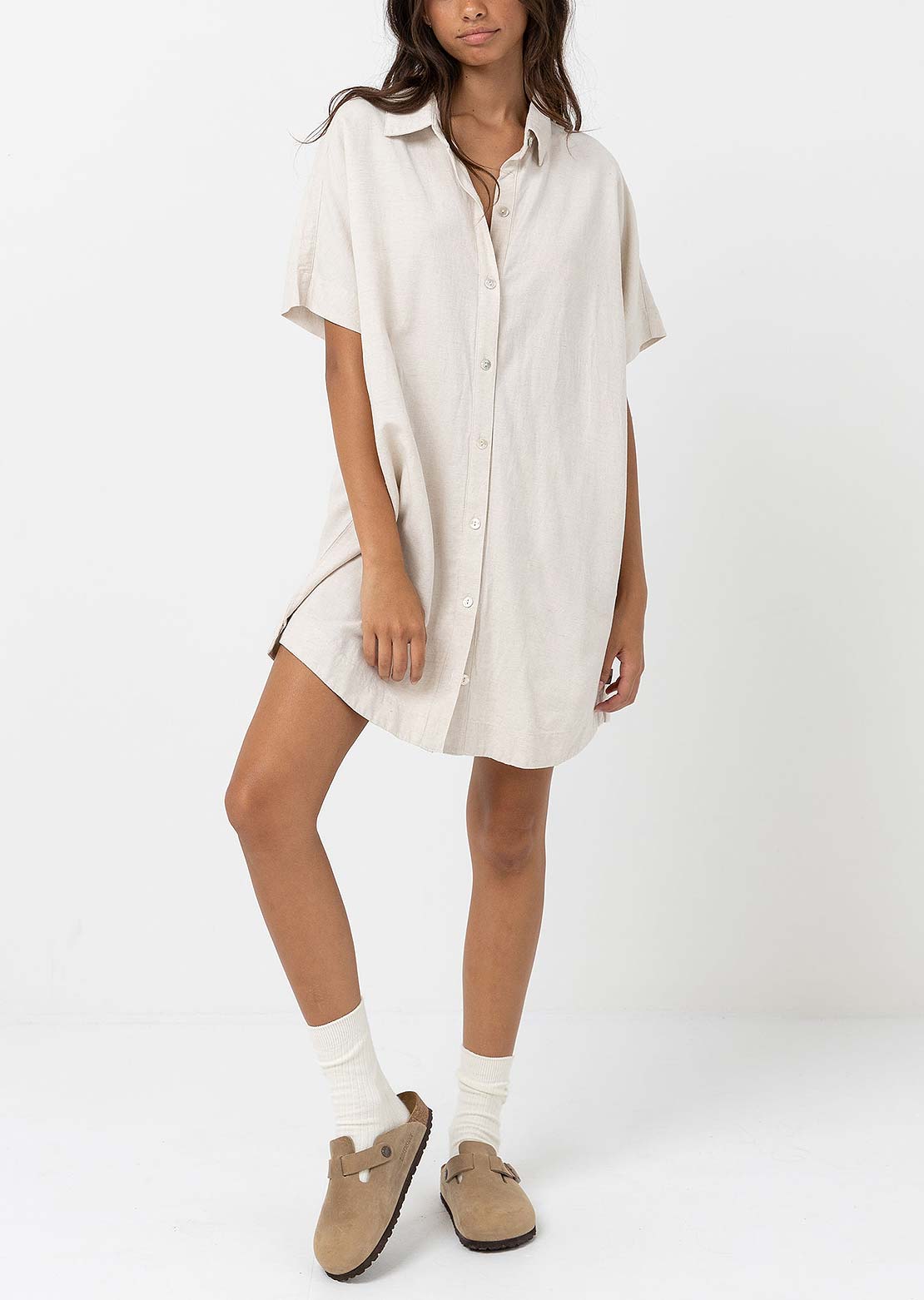 Rhythm Women's Classic Shirt Dress Oat