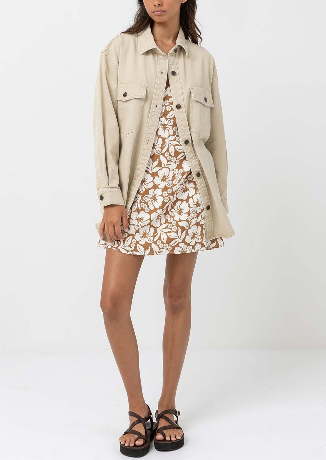 Rhythm Women's Claude Drill Shacket Natural