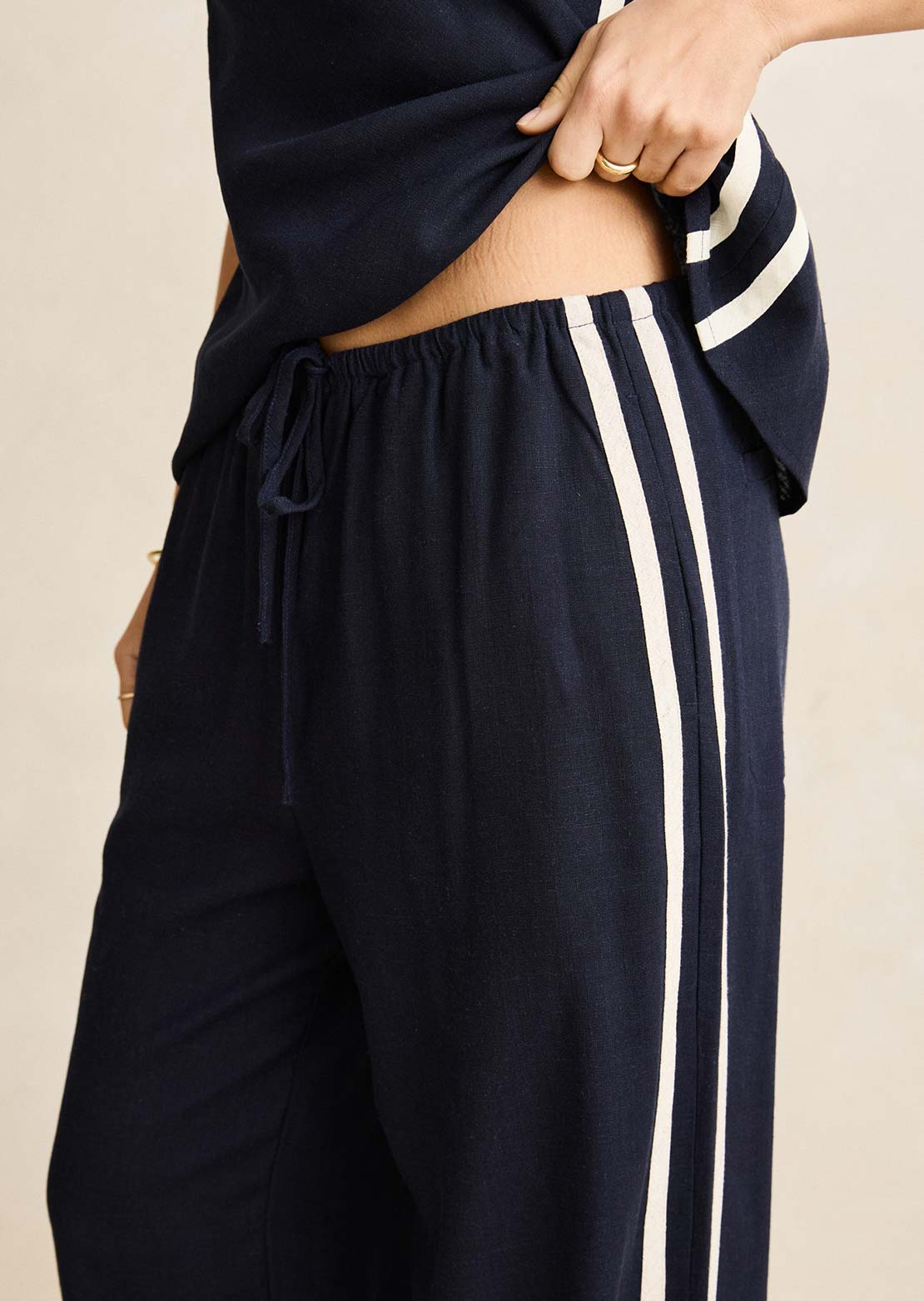 Rhythm Women's Contrast Linen Track Pants Ocean