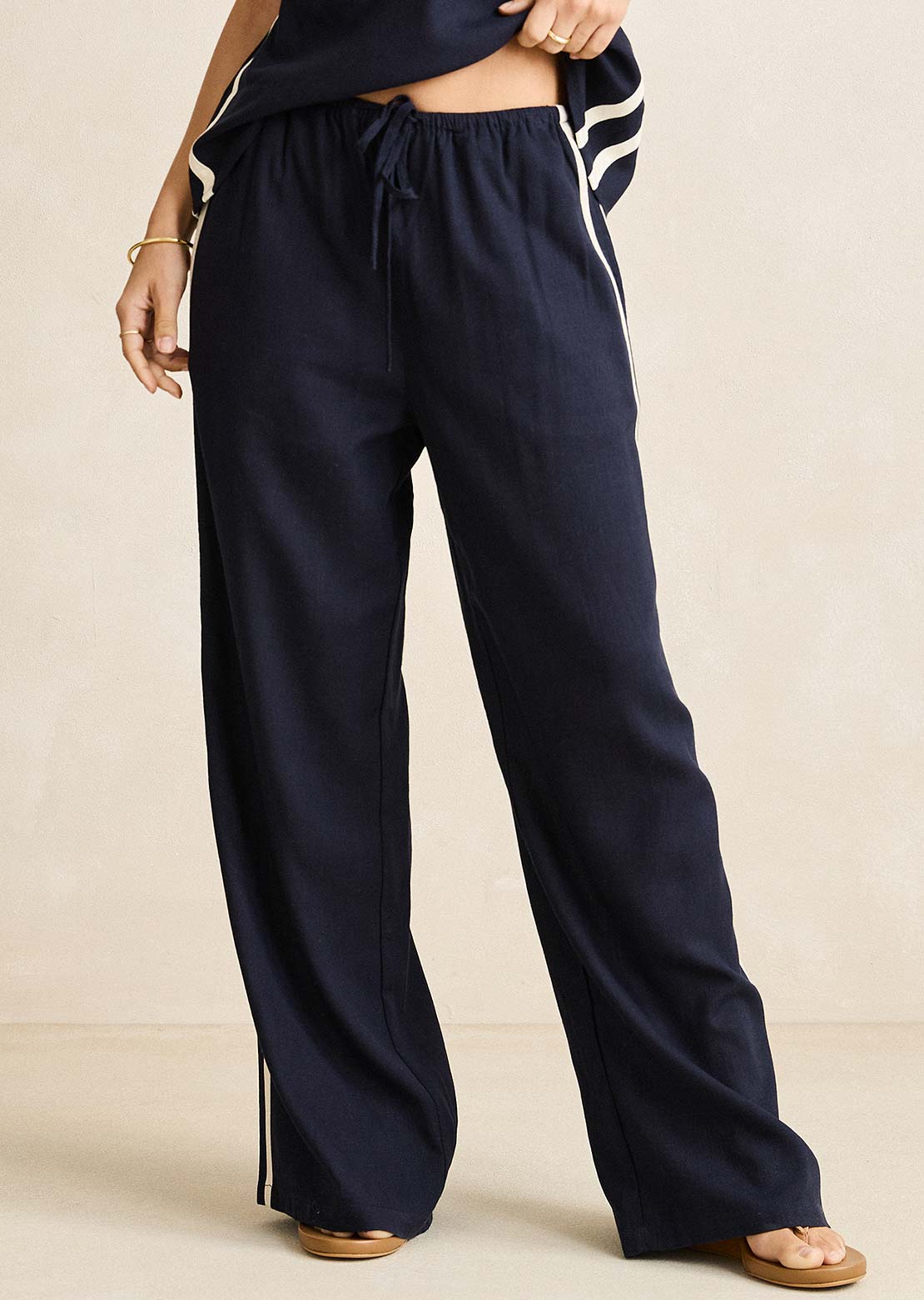 Rhythm Women's Contrast Linen Track Pants Ocean