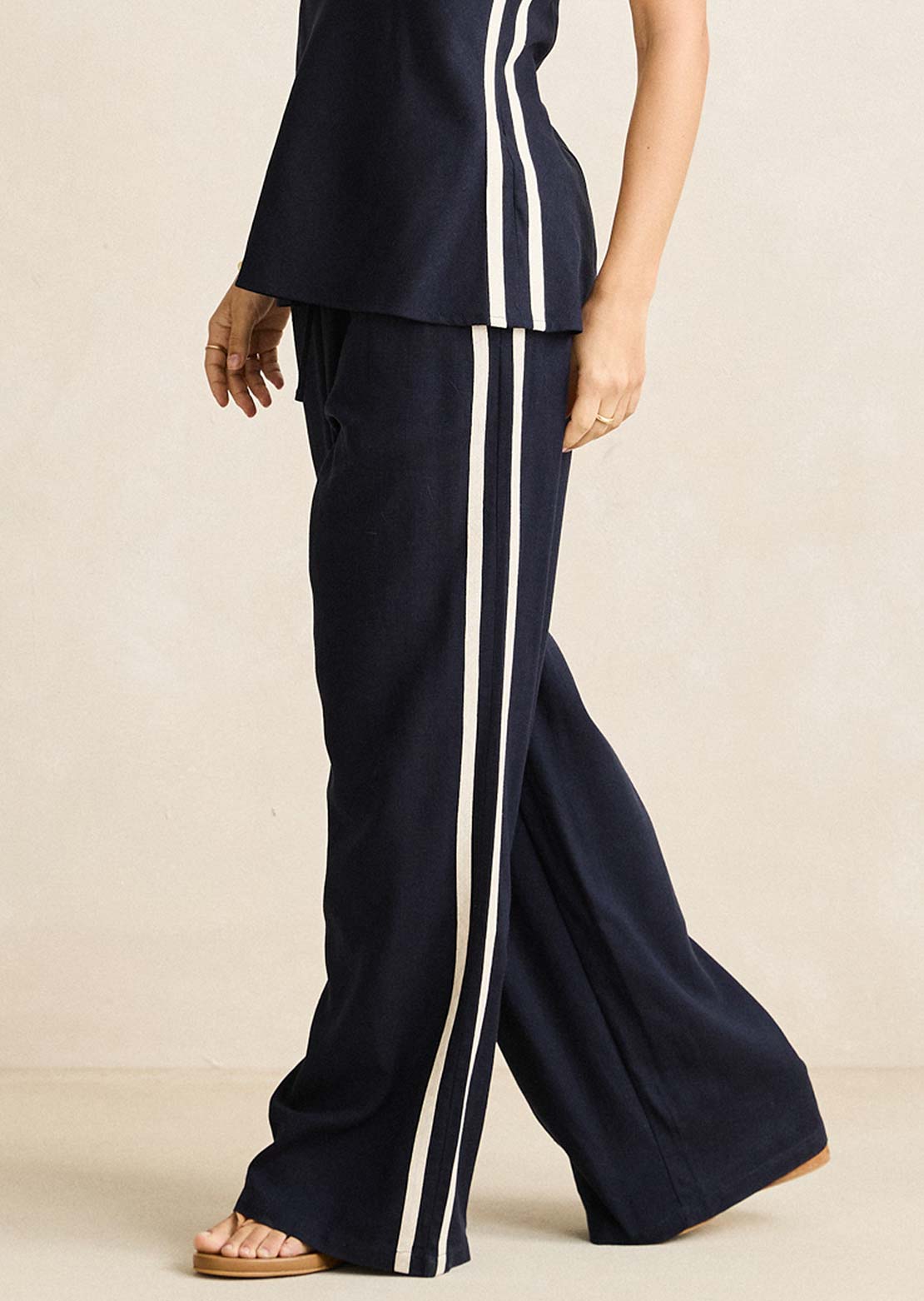 Rhythm Women's Contrast Linen Track Pants Ocean