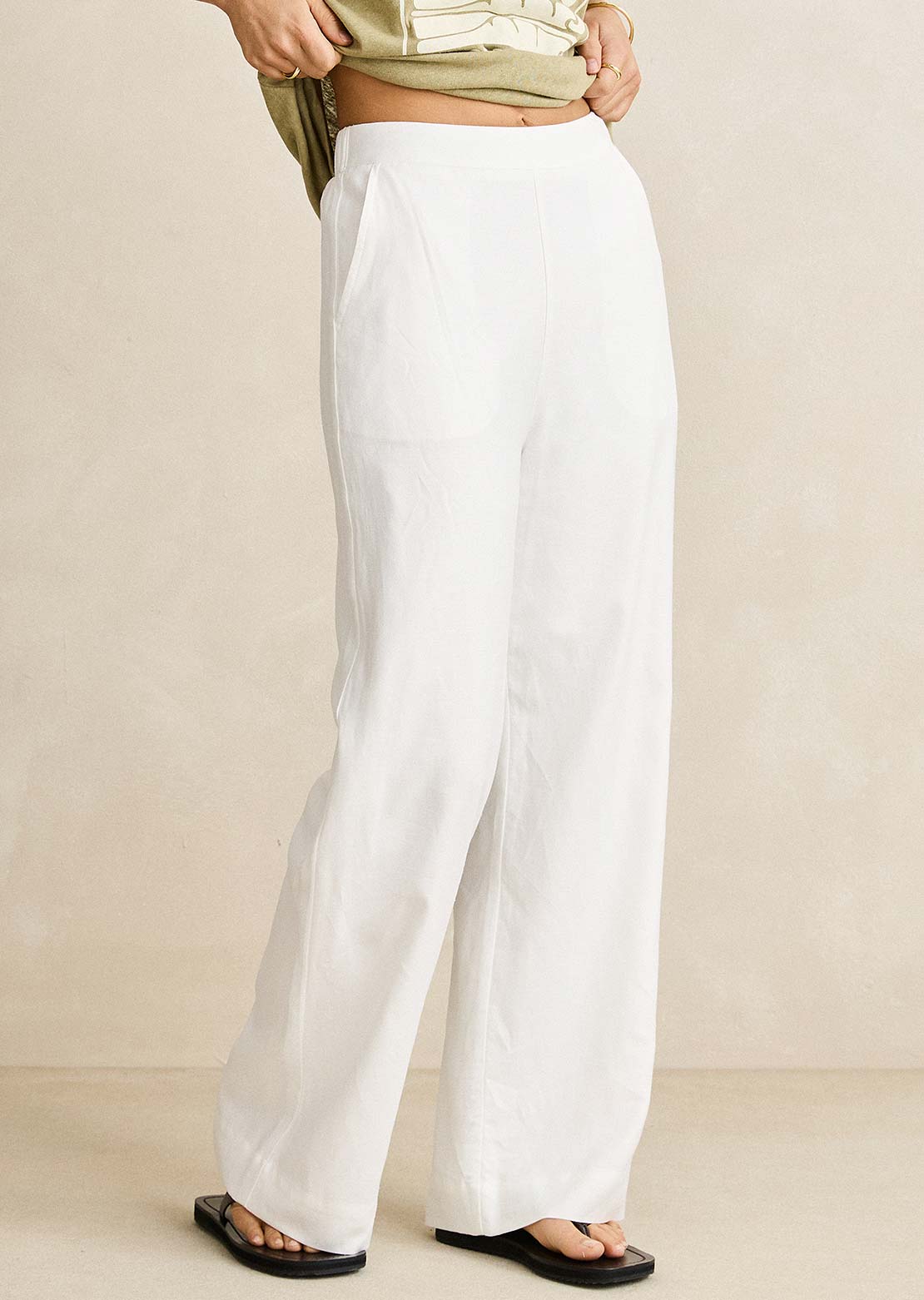Rhythm Women's Essential Wide Leg Pants White
