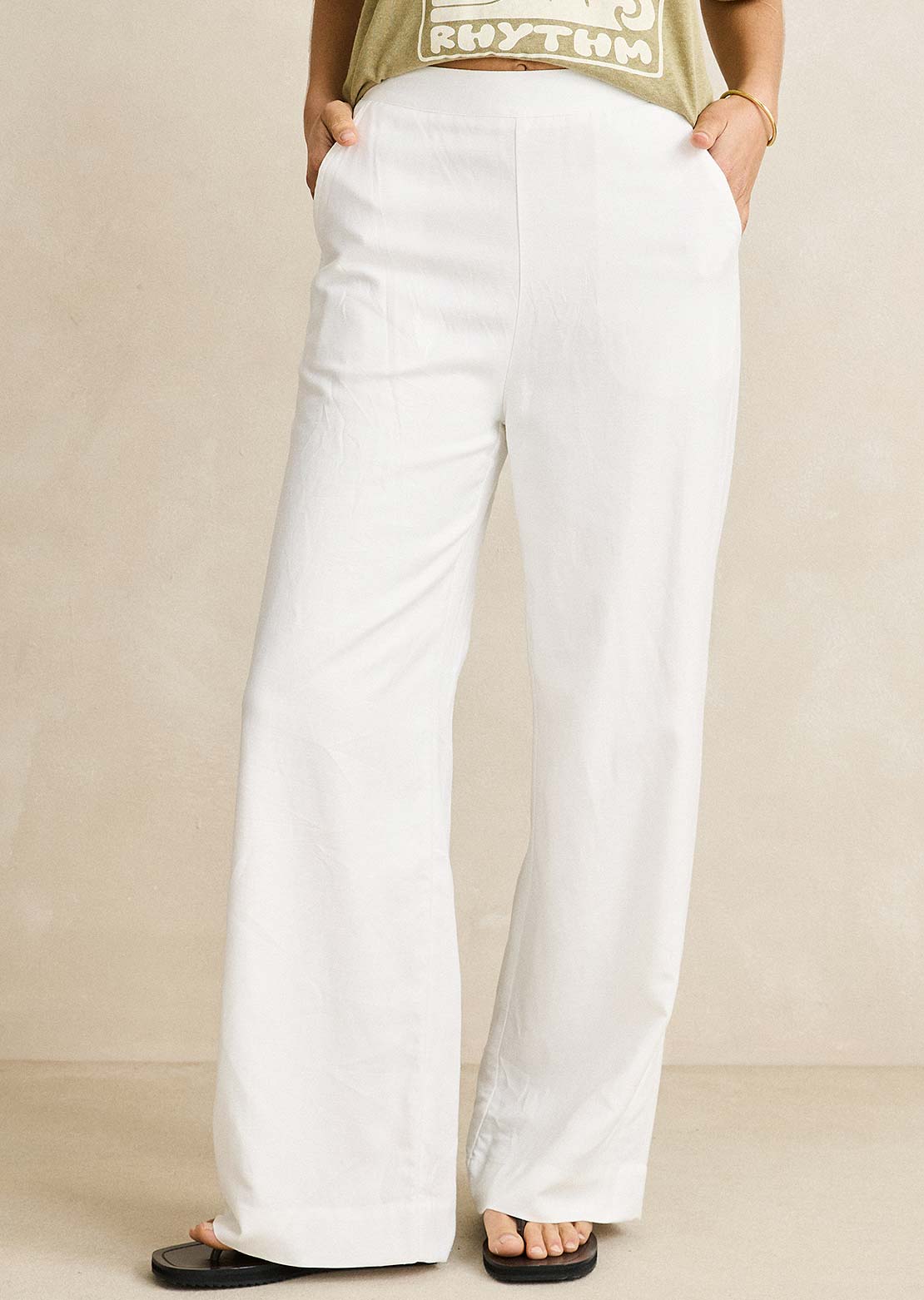 Rhythm Women's Essential Wide Leg Pants White