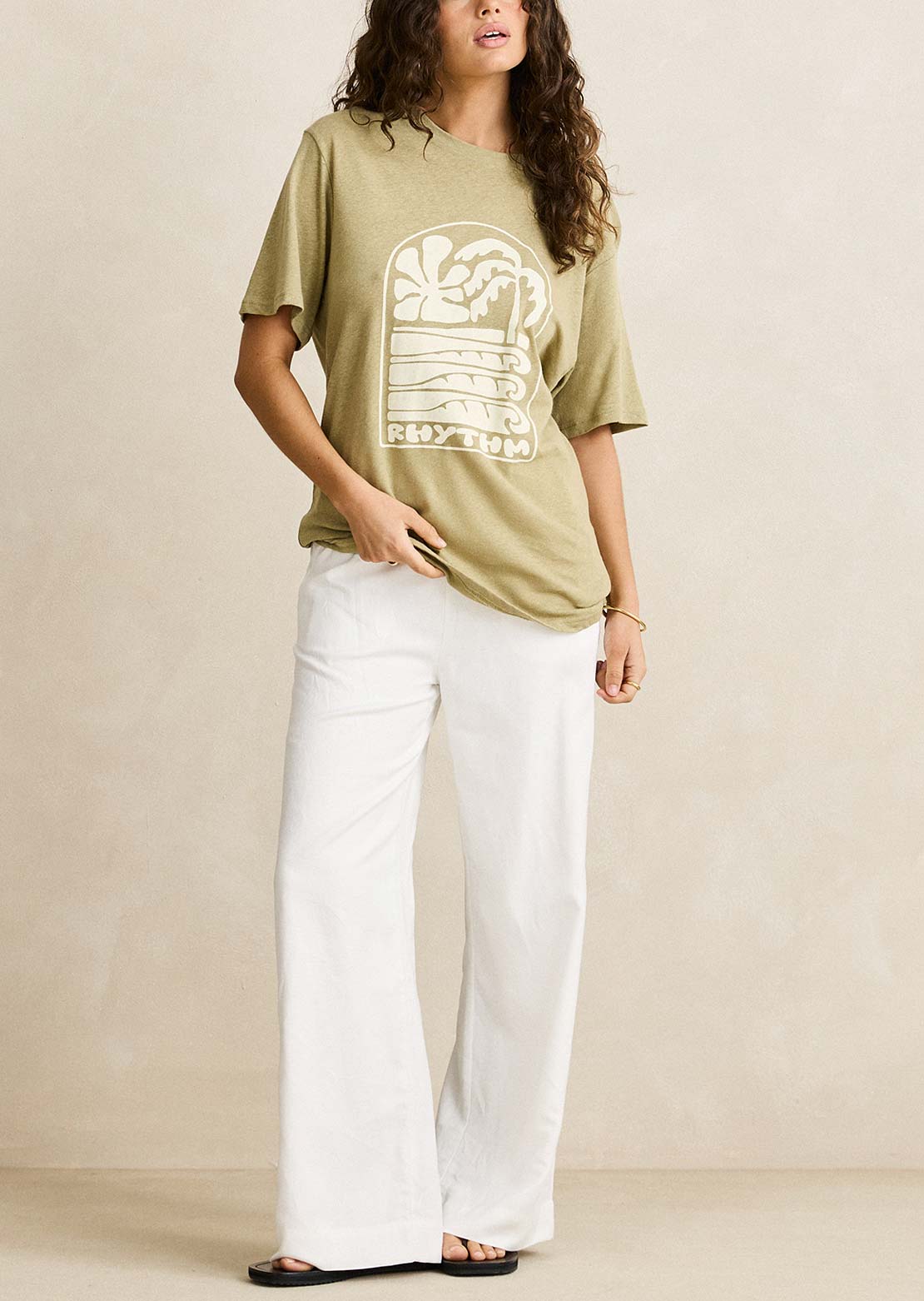 Rhythm Women's Essential Wide Leg Pants White