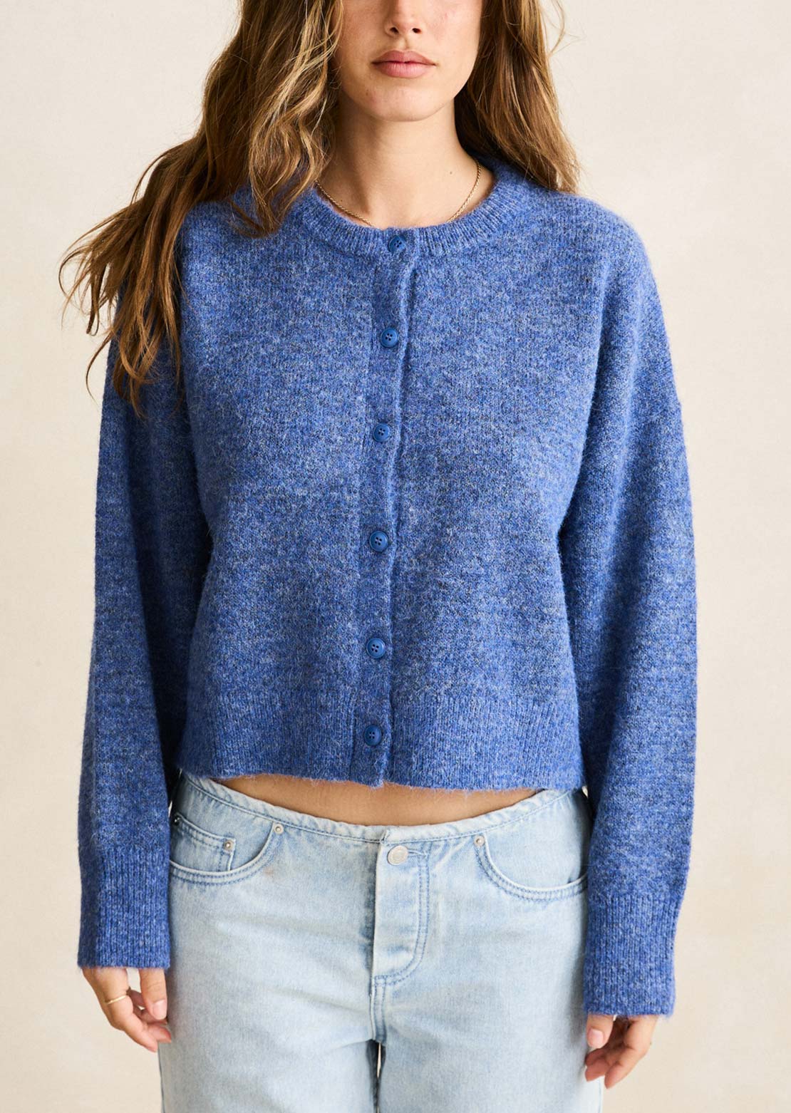 Rhythm Women's Estelle Fluffy Knit Cardigan Blue