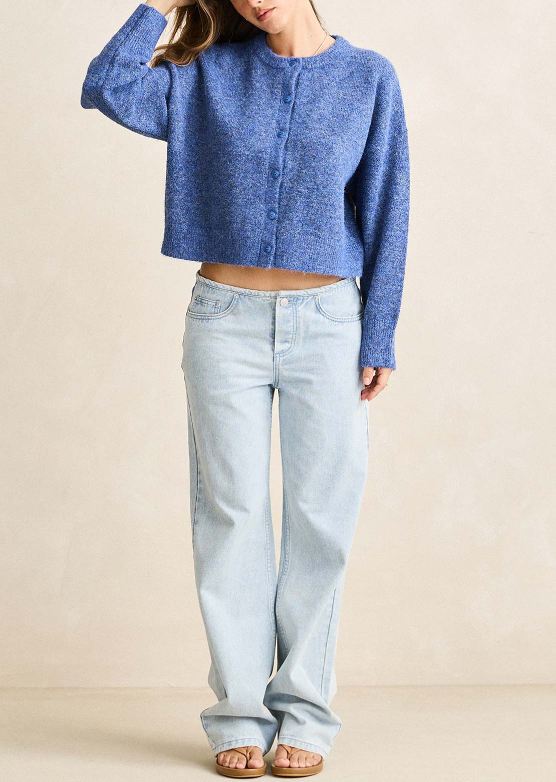 Rhythm Women's Estelle Fluffy Knit Cardigan Blue