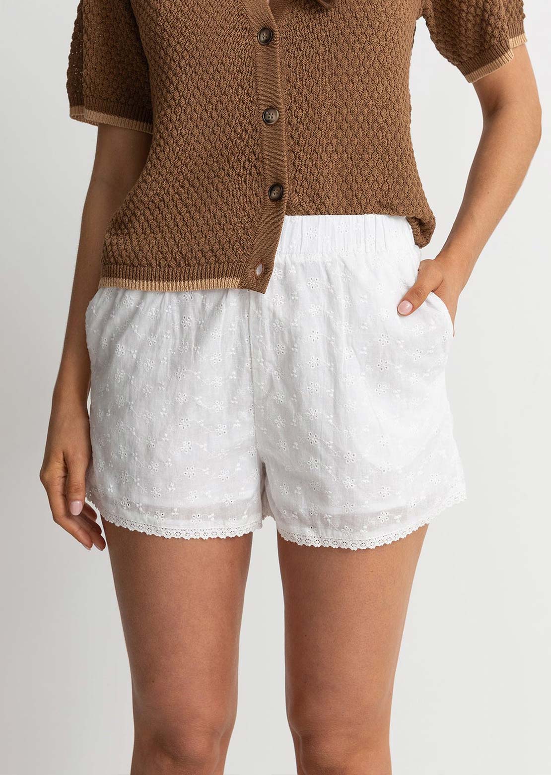 Rhythm Women's Fae Broderie Shorts White