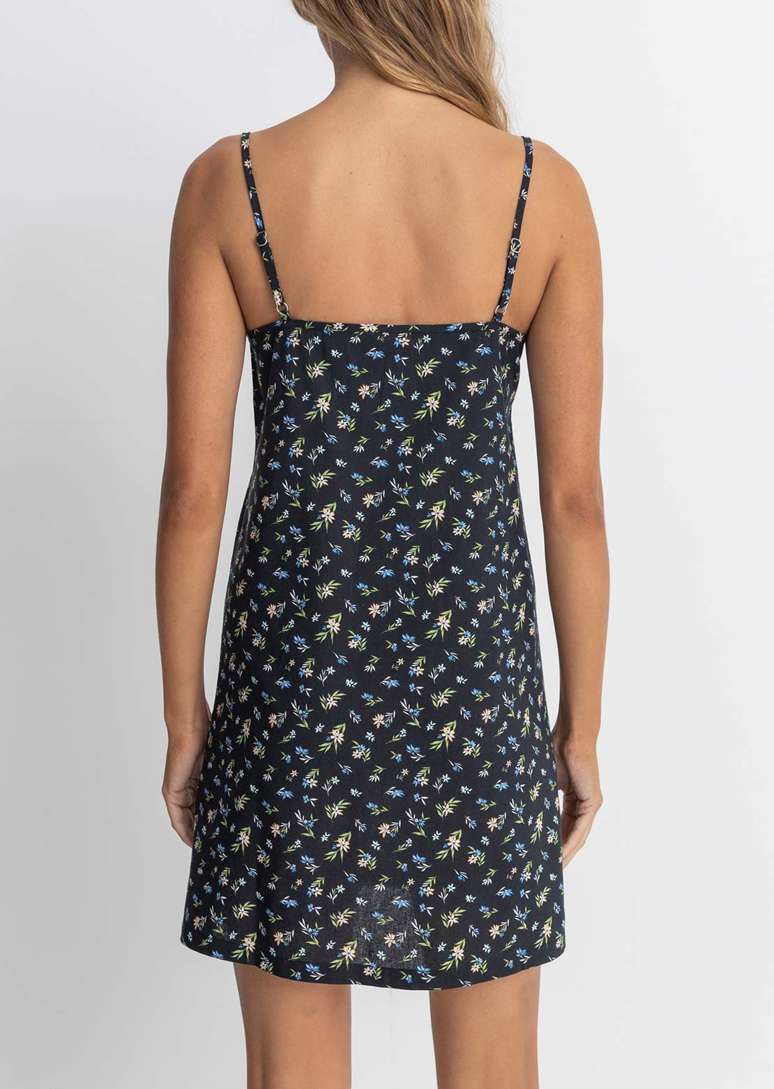Rhythm Women's Fleur Floral Keyhole Slip Dress Black