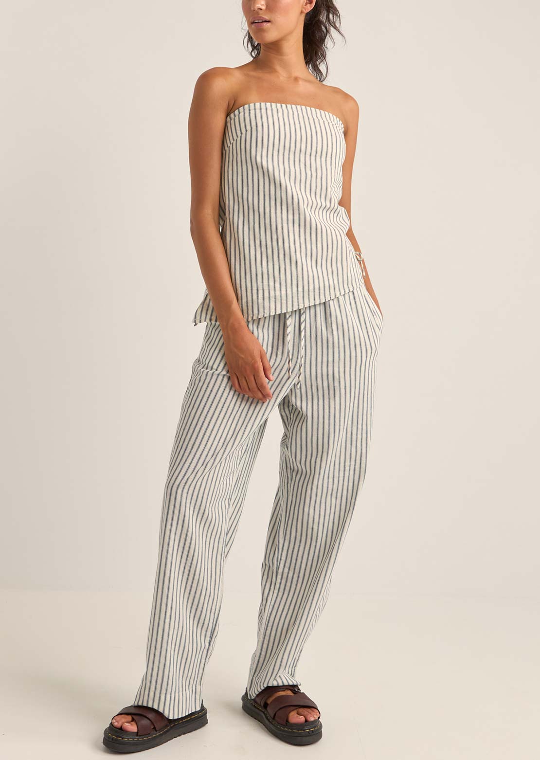 Rhythm Women's Frankie Elastic Pants Navy Stripe