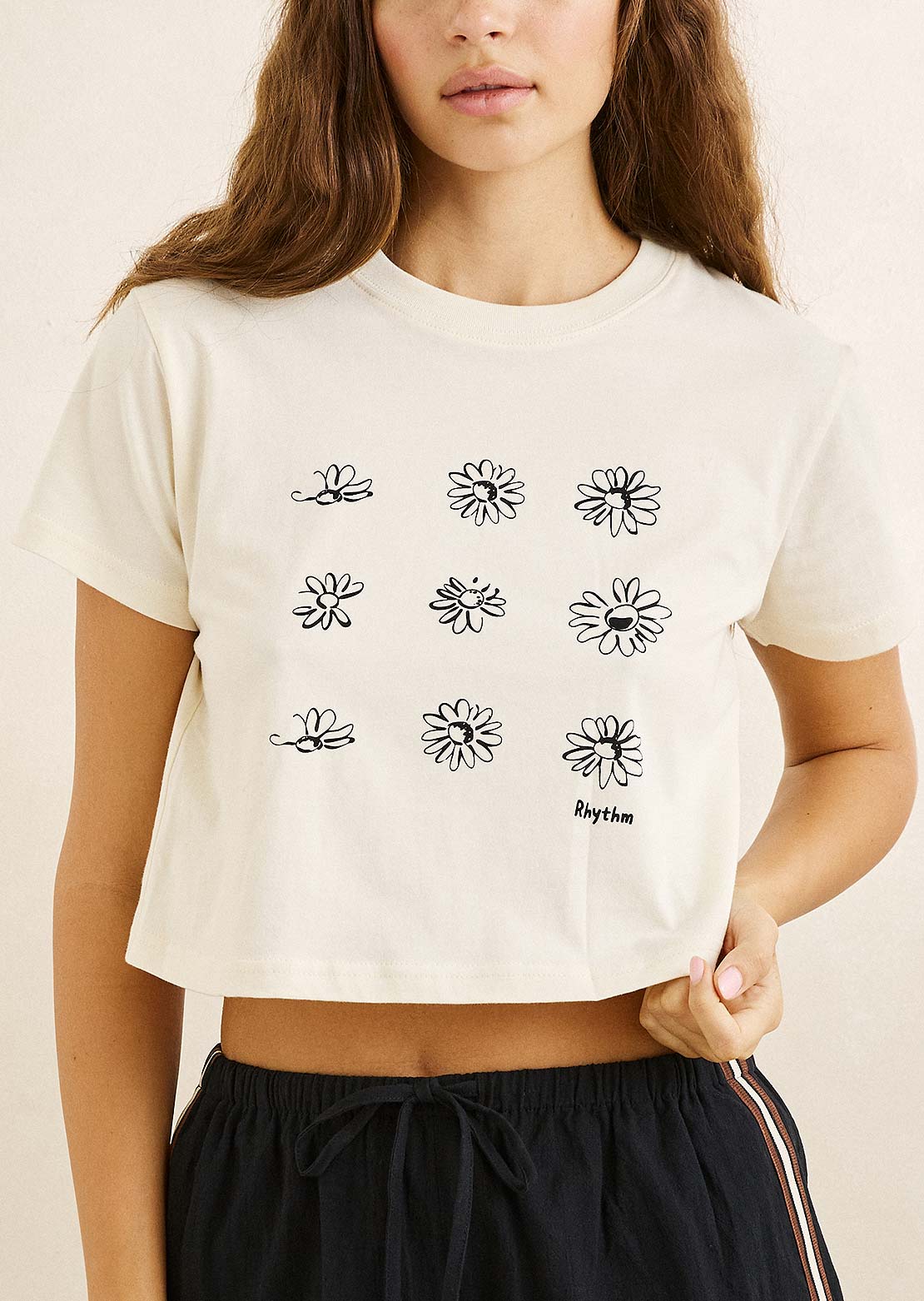 Rhythm Femmes Georgia Floral Crop Crew T-Shirt