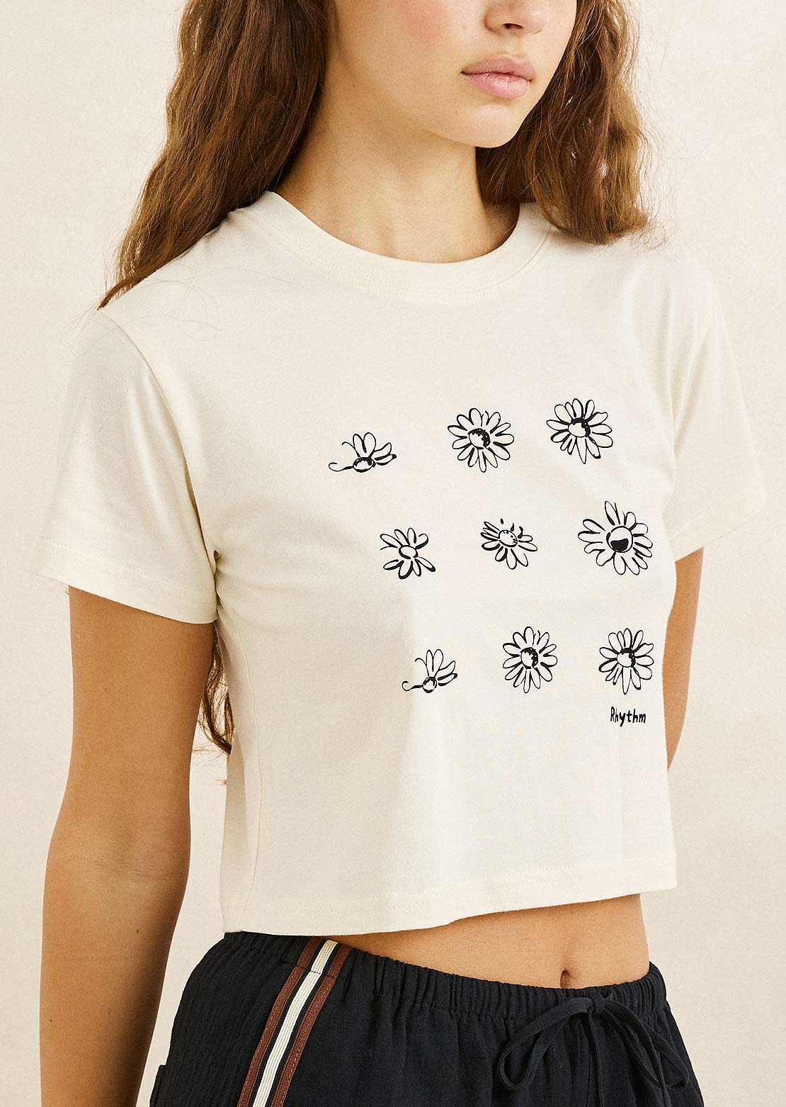 Rhythm Femmes Georgia Floral Crop Crew T-Shirt