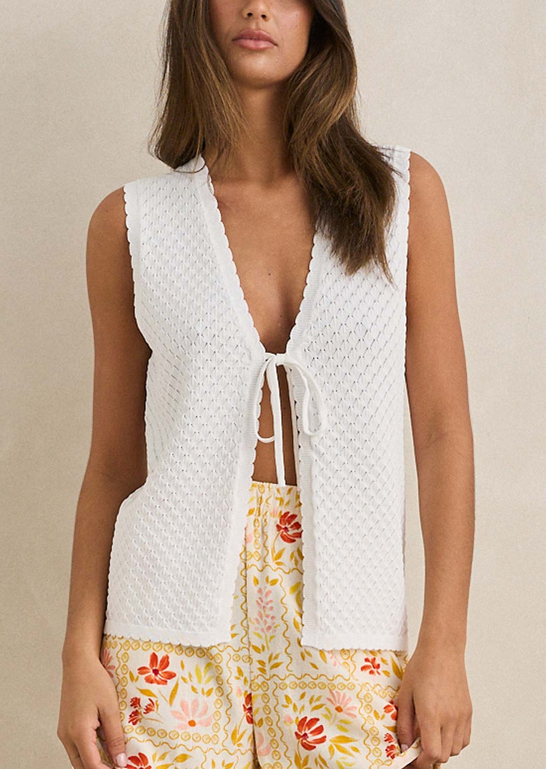 Rhythm Women's Gigi Longline Knit Vest White