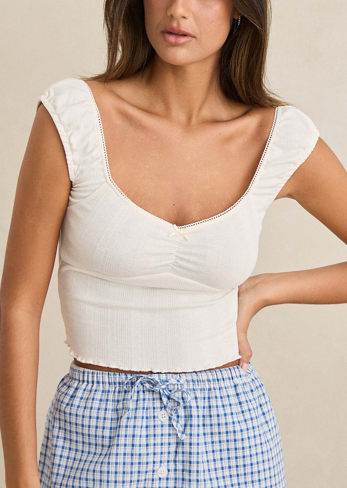 Rhythm Women's Gracie Sweetheart Top White