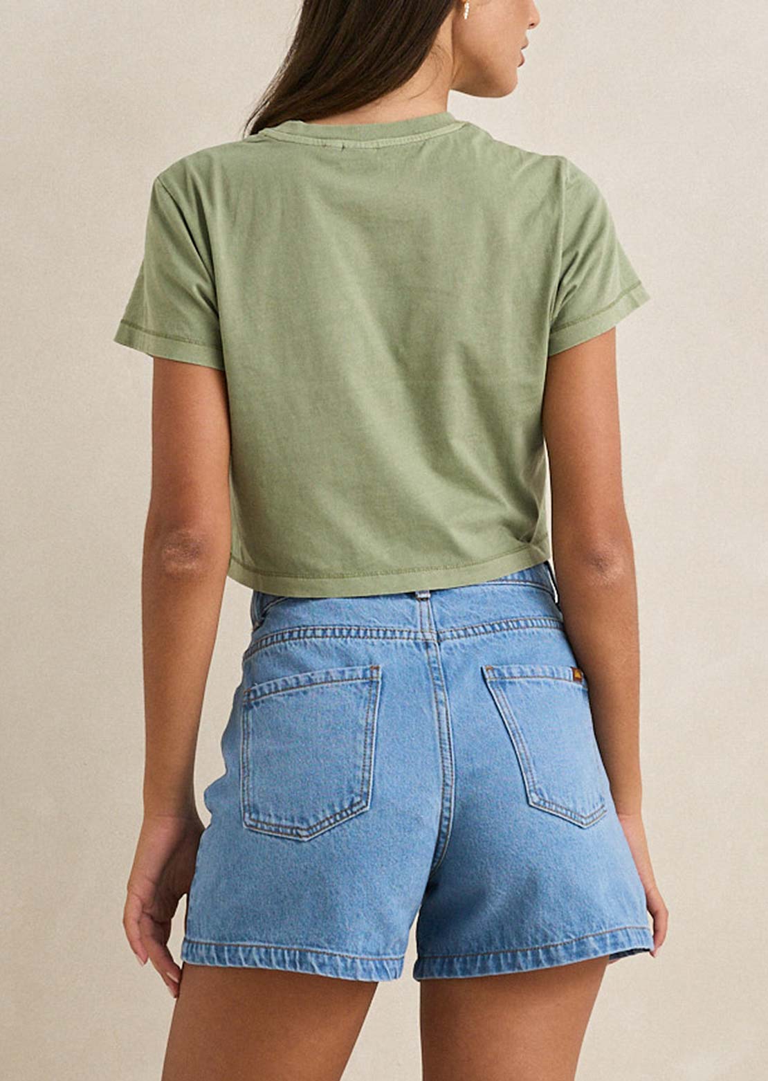 Rhythm Women's Island Crop Crew T-Shirt Palm