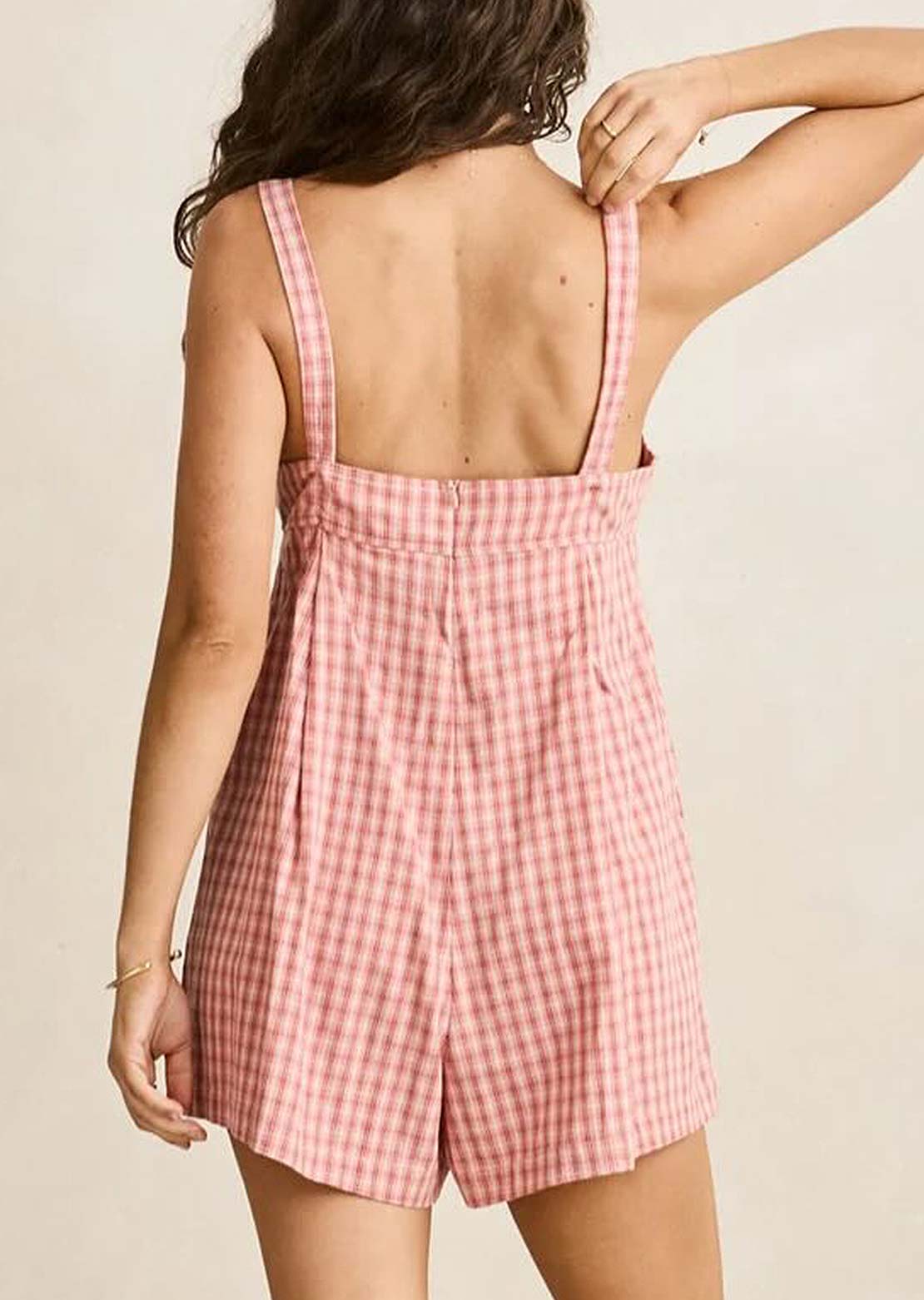 Rhythm Women's Kirra Check Romper Pink