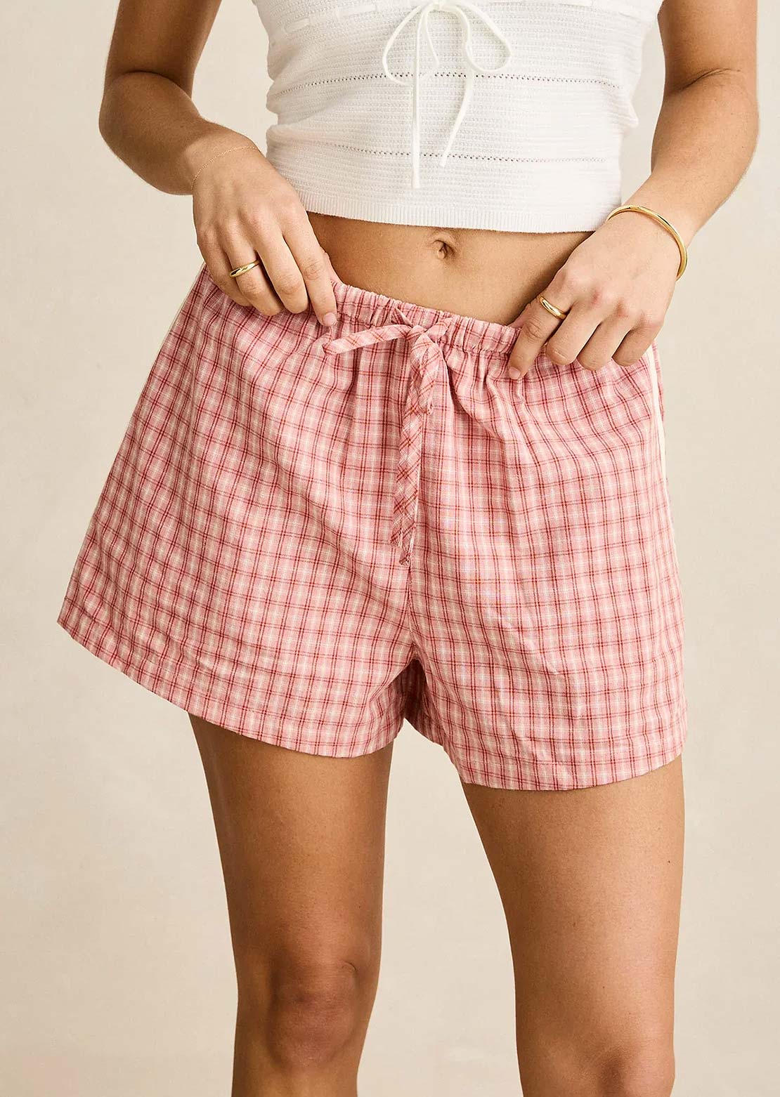 Rhythm Women's Kirra Check Shorts Pink