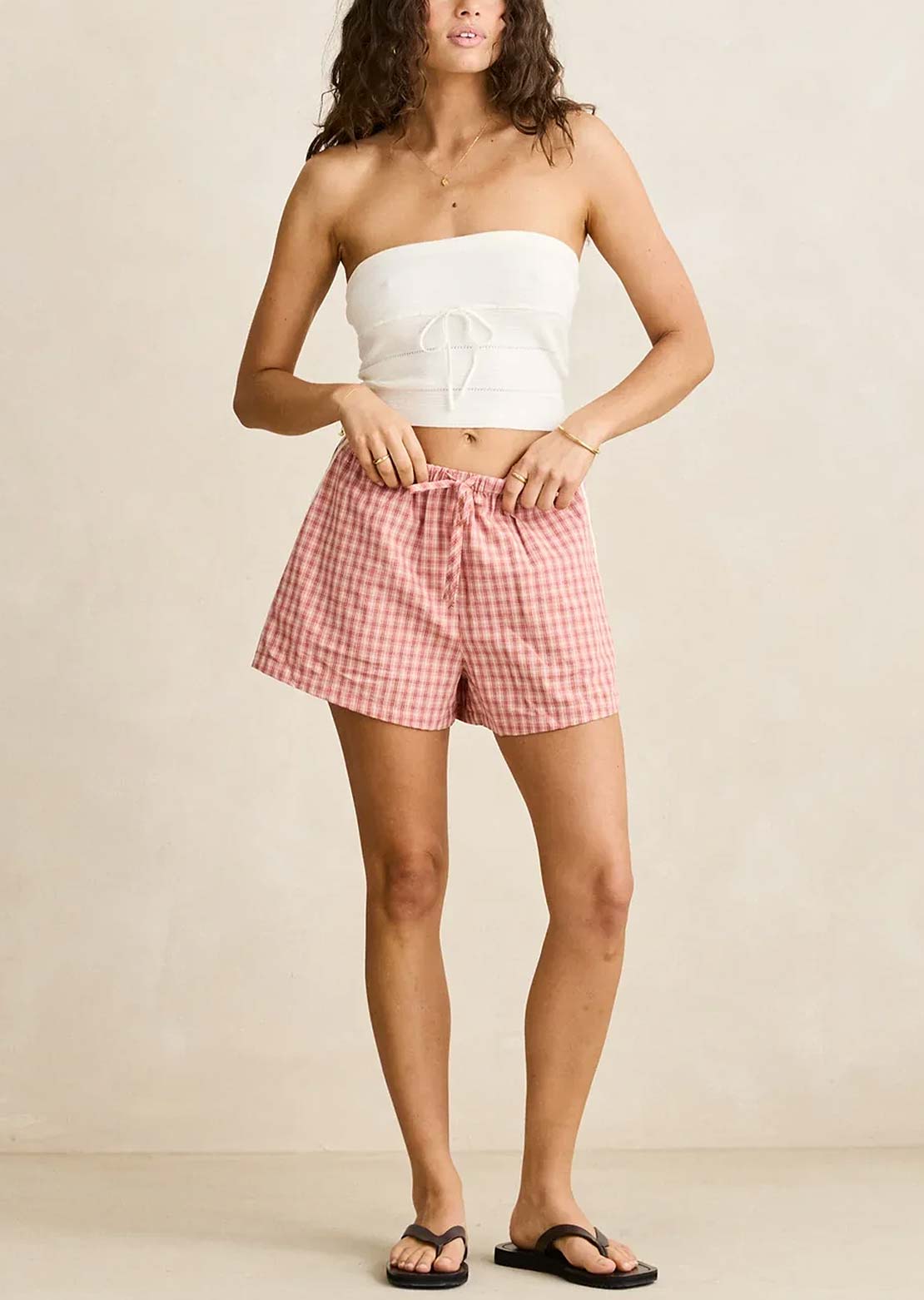 Rhythm Women's Kirra Check Shorts Pink