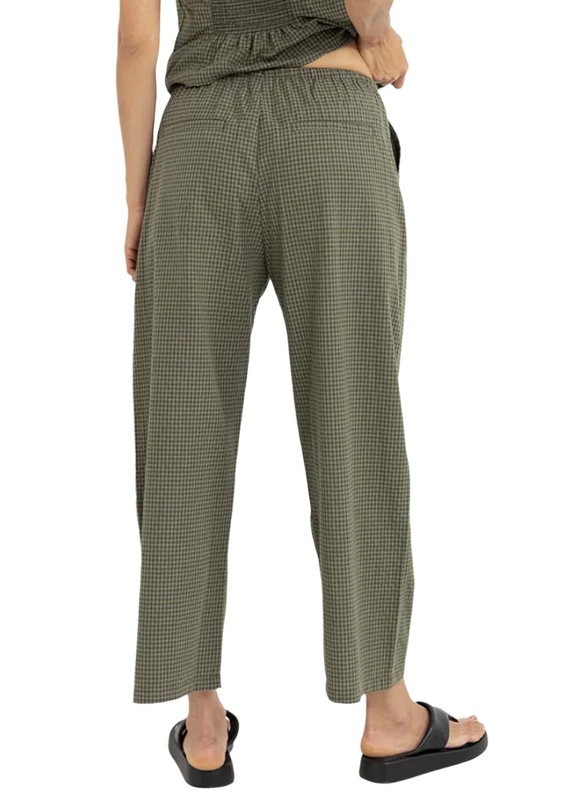 Rhythm Women's Louise Check Drawstring Pants Olive