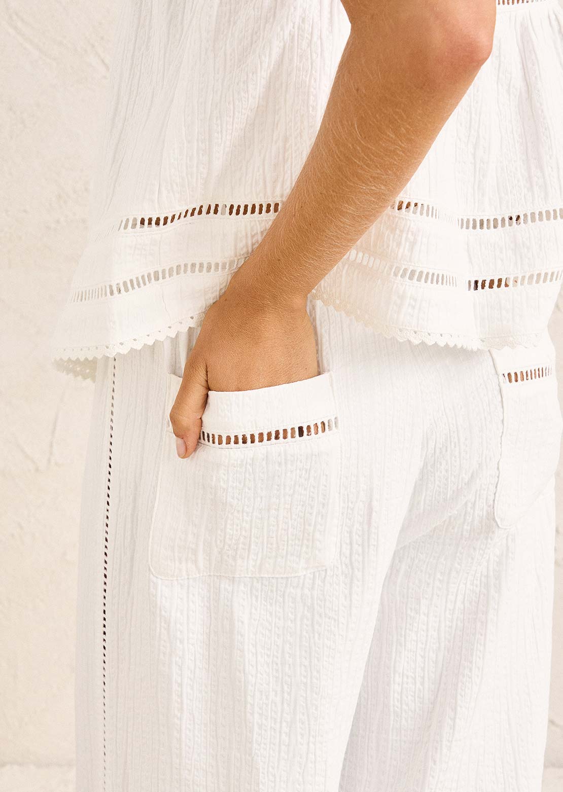 Rhythm Women's Macy Scallop Pants White