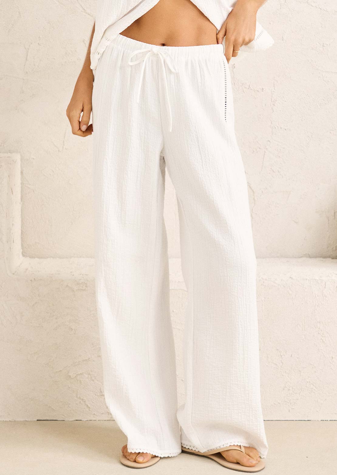 Rhythm Women's Macy Scallop Pants White