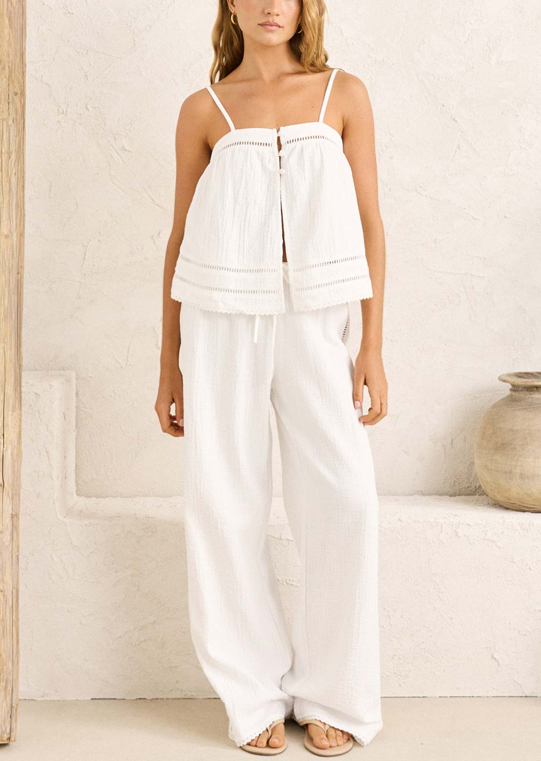 Rhythm Women's Macy Scallop Top White