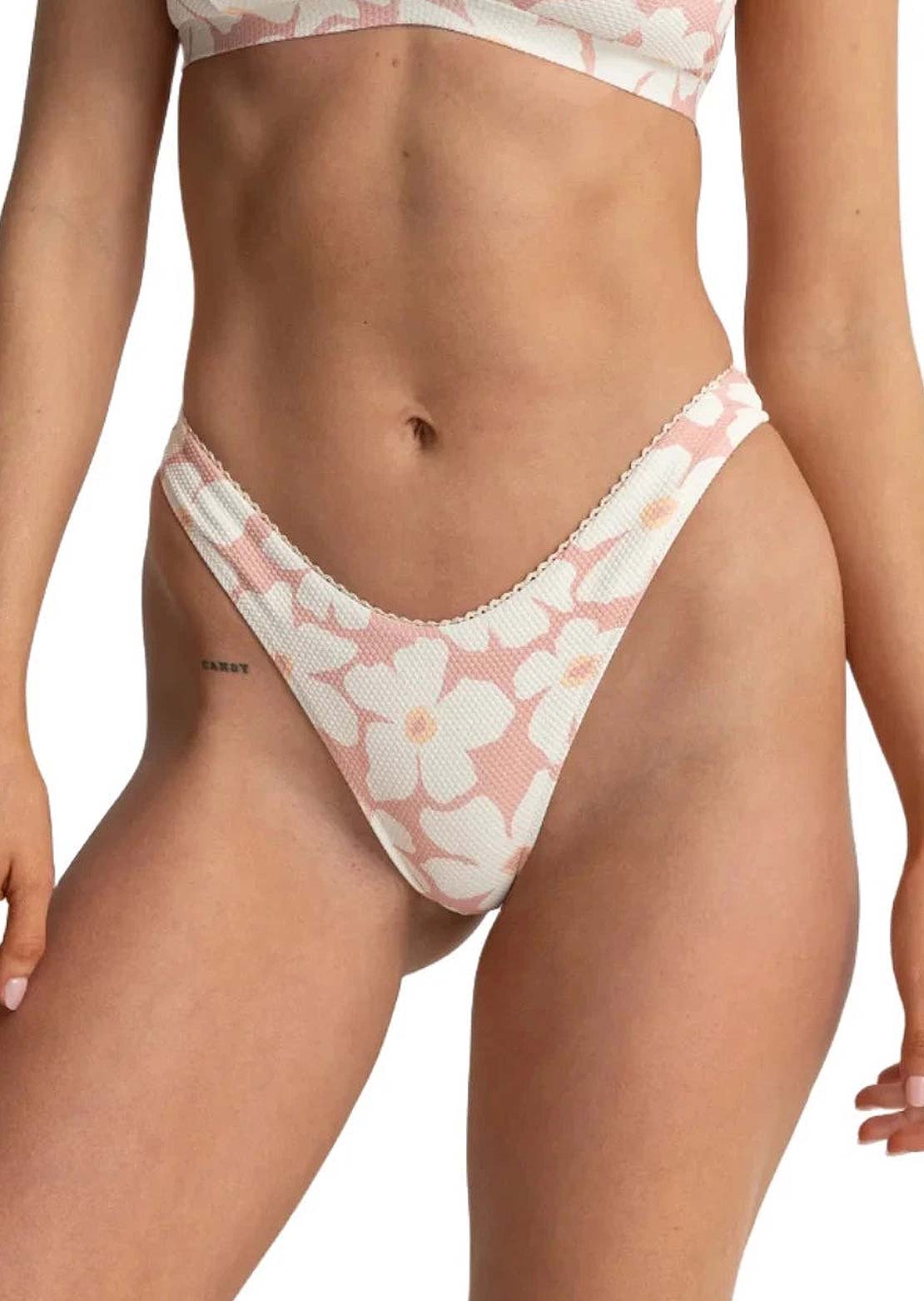 Rhythm Women's Mimi Floral Hi Cut Bikini Bottom Rose