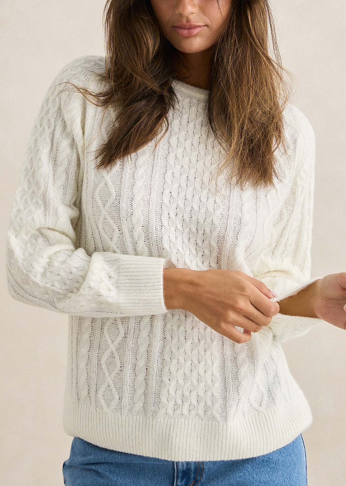 Rhythm Women's Mohair Oceanside Knit Longsleeve Vintage White