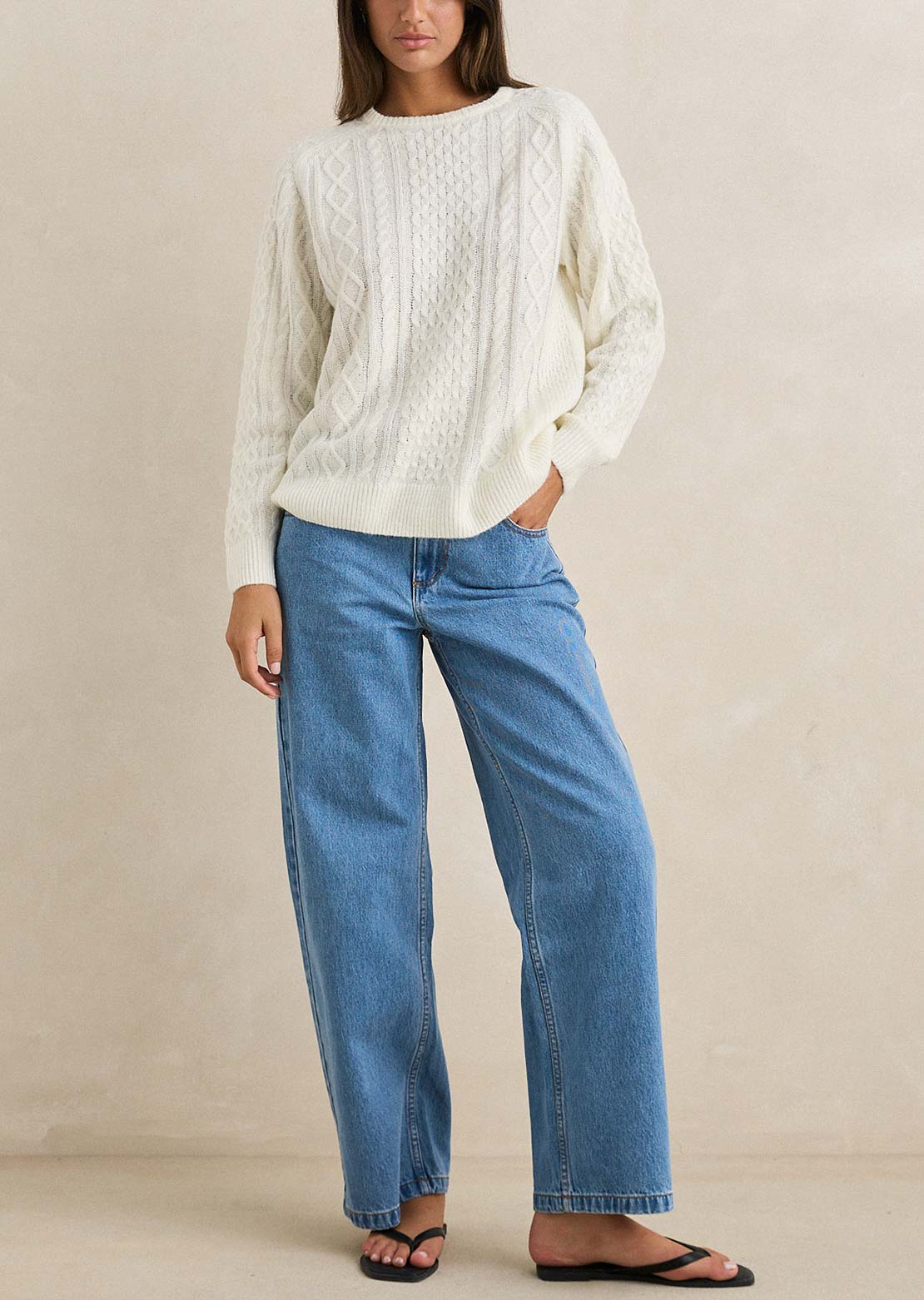 Rhythm Women's Mohair Oceanside Knit Longsleeve Vintage White
