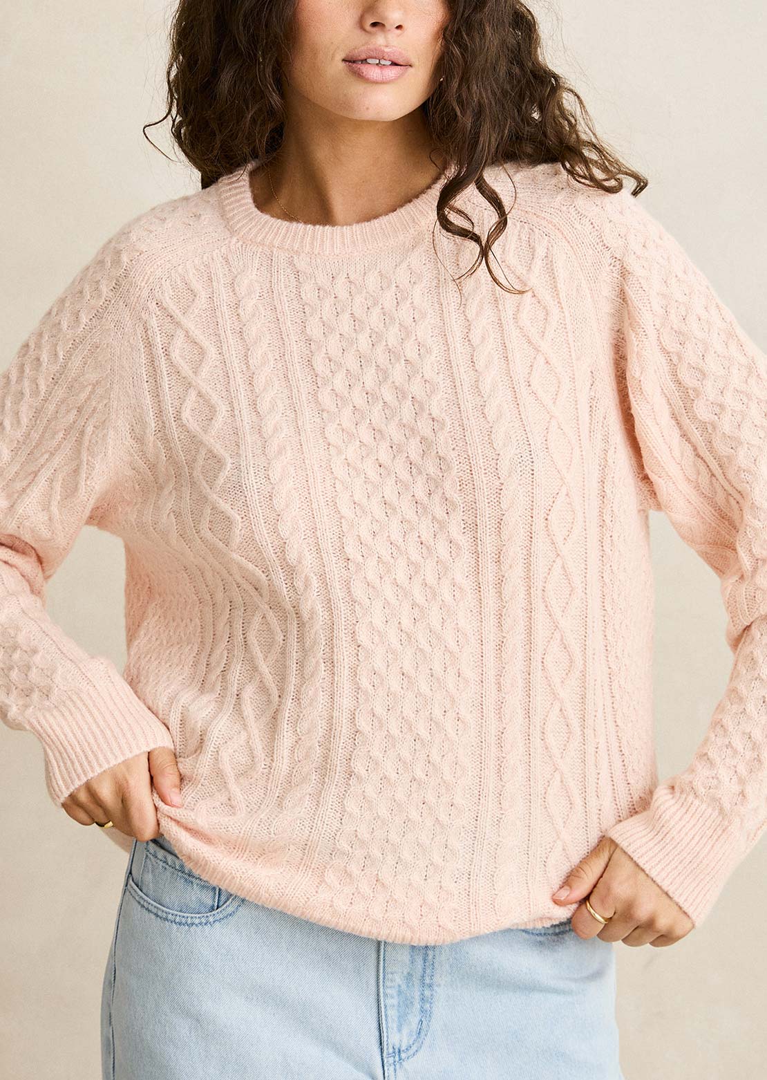 Rhythm Women's Mohair Oceanside Knit Sweater Blush