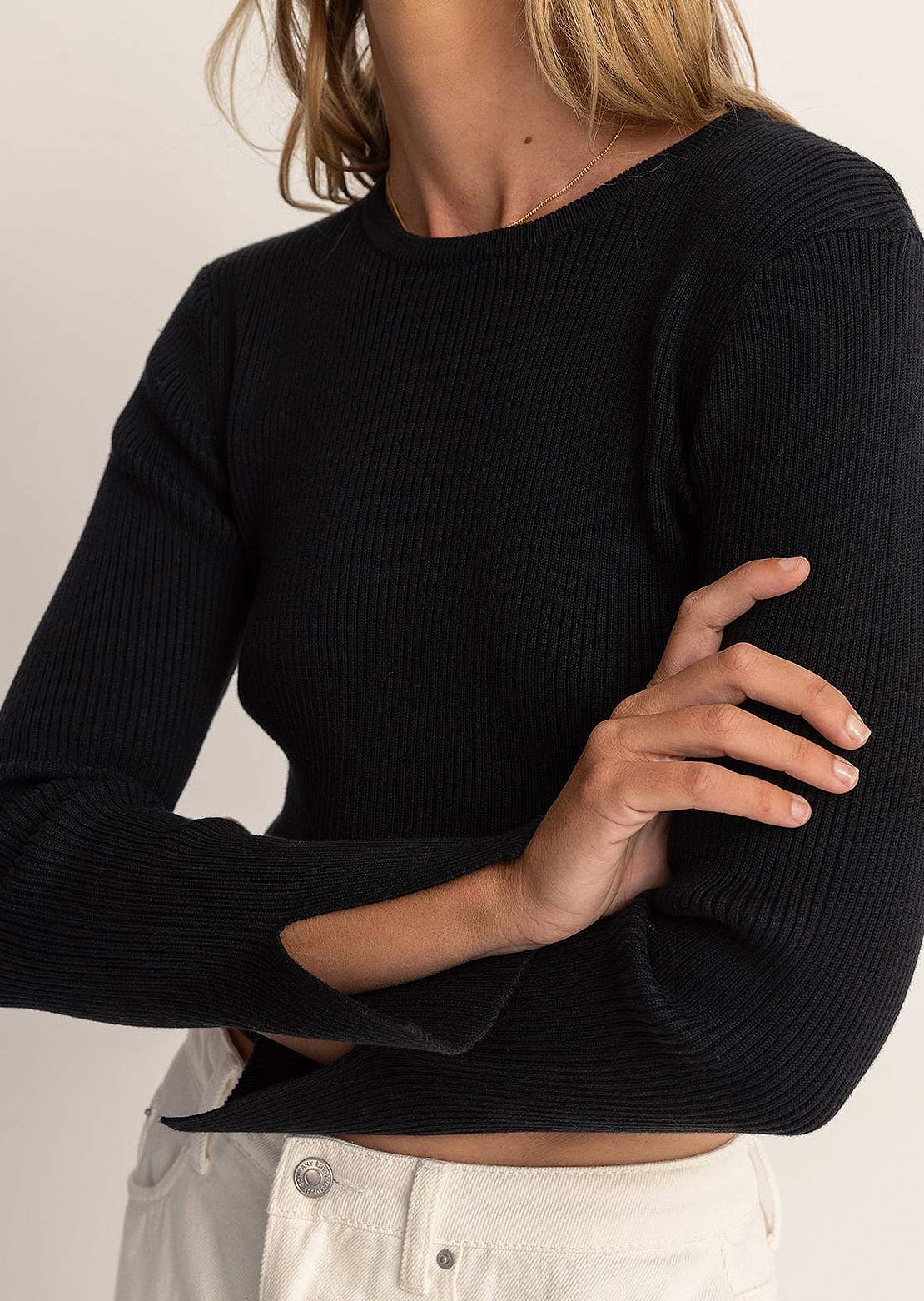 Rhythm Women's Noemie Knit Long Sleeve Top Black