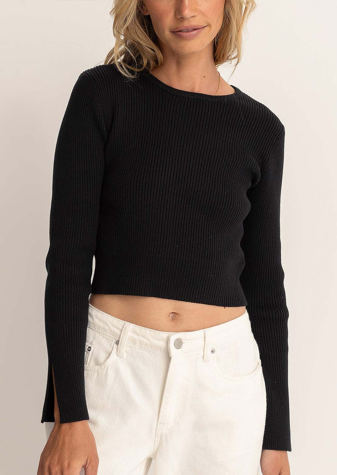 Rhythm Women's Noemie Knit Long Sleeve Top Black