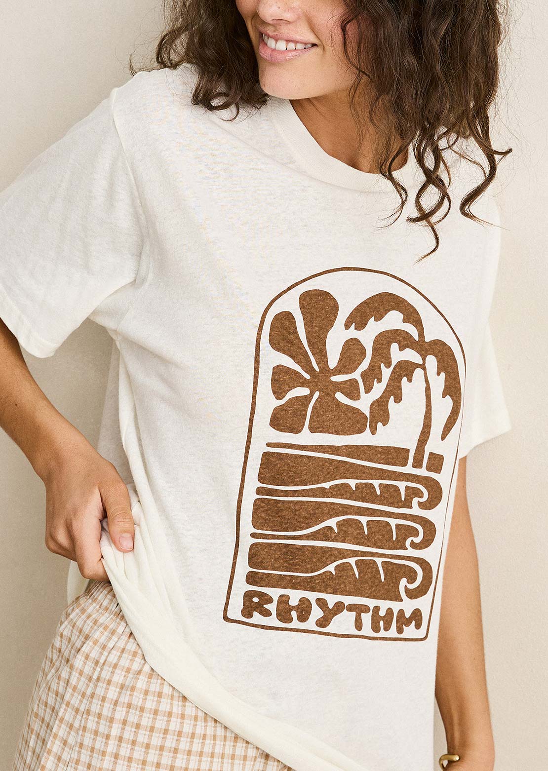 Rhythm Women's Palm and Sun Oversized T-Shirt Vintage White