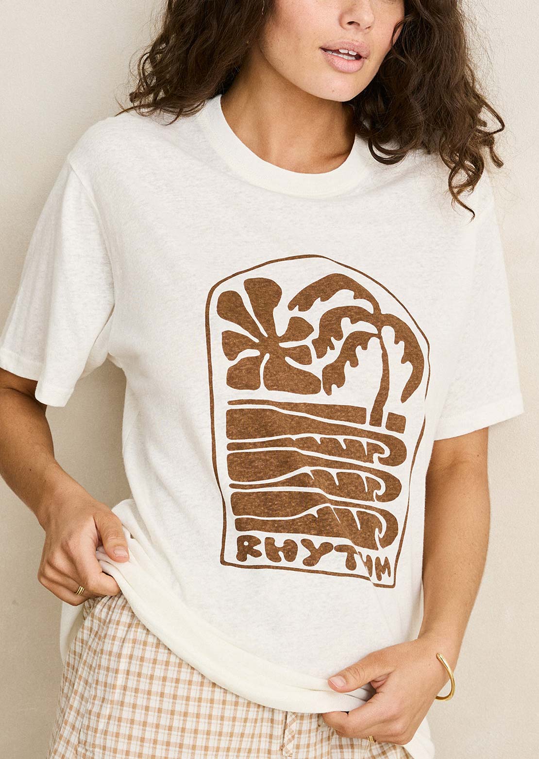 Rhythm Women's Palm and Sun Oversized T-Shirt Vintage White