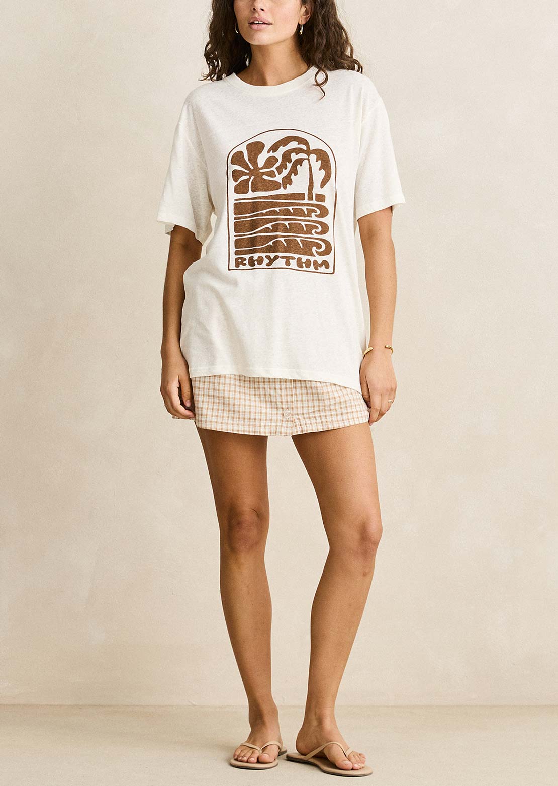 Rhythm Women's Palm and Sun Oversized T-Shirt Vintage White