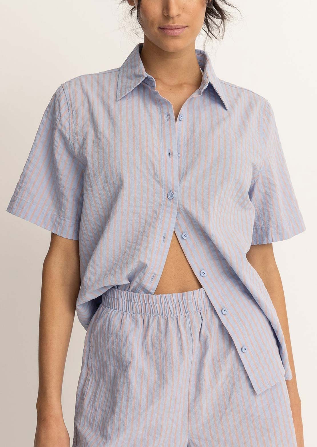 Rhythm Women's Paradiso Button Up Shirt Soft Blue