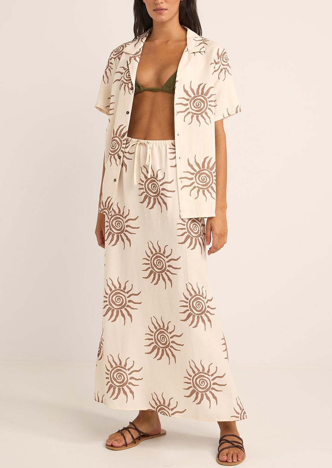 Rhythm Women's Seafarer Button Up Shirt Brown