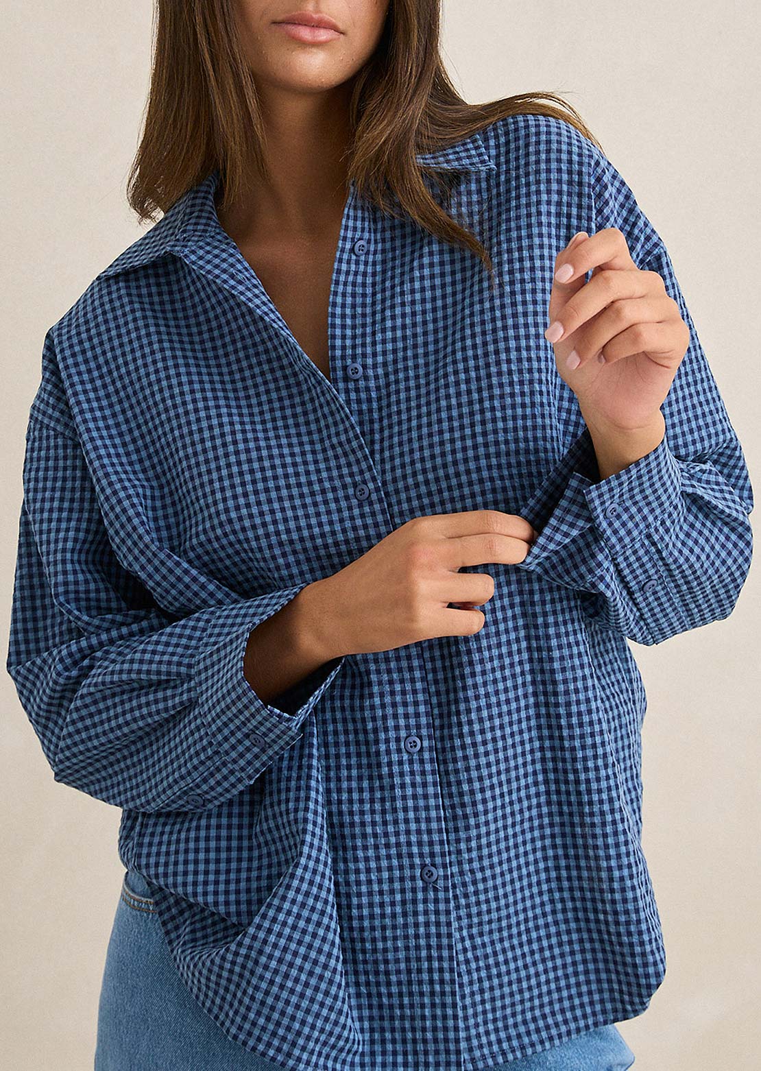 Rhythm Women's Serene Oversized Button Up Shirt Indigo