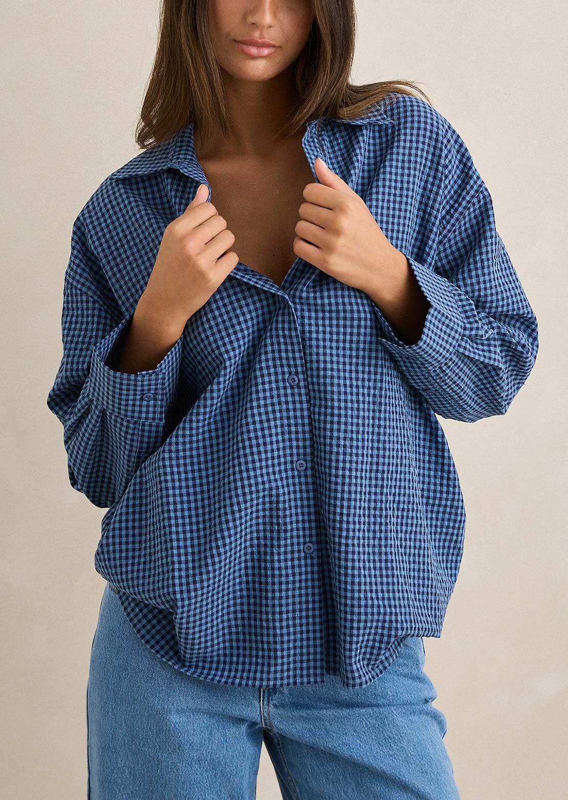 Rhythm Women's Serene Oversized Button Up Shirt Indigo