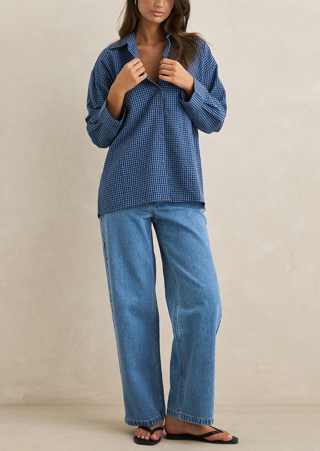 Rhythm Women's Serene Oversized Button Up Shirt Indigo