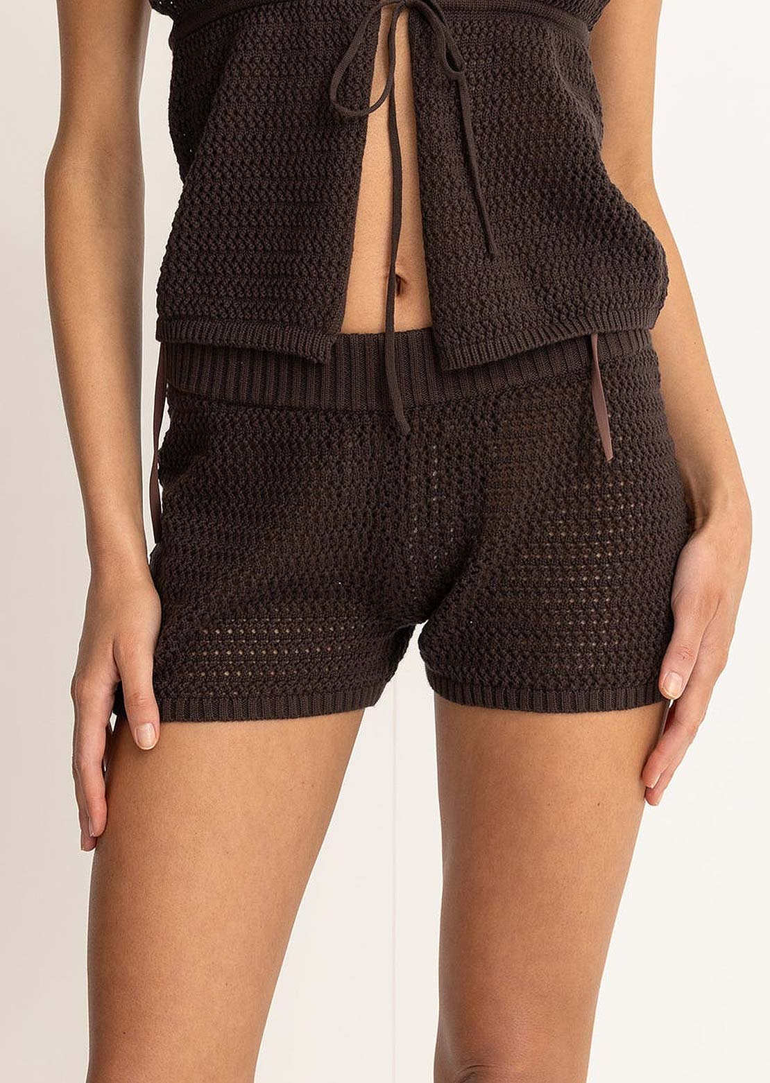 Rhythm Women's Shell Beach Knit Shorts Chocolate
