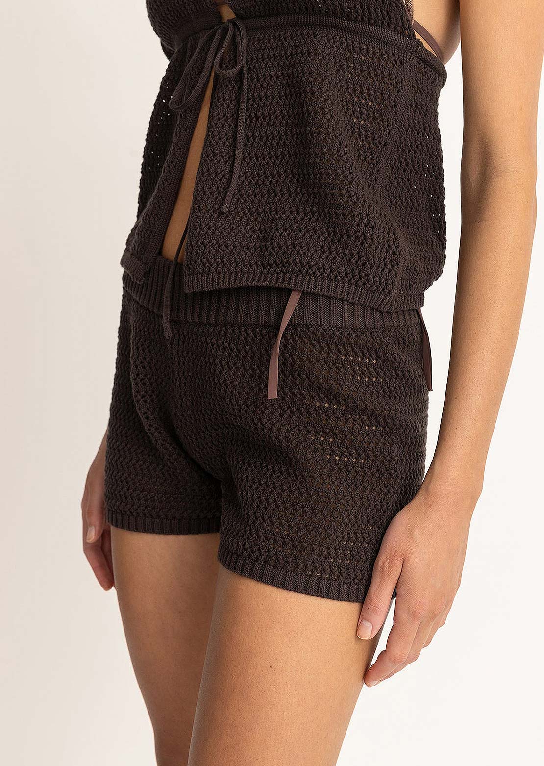 Rhythm Women's Shell Beach Knit Shorts Chocolate