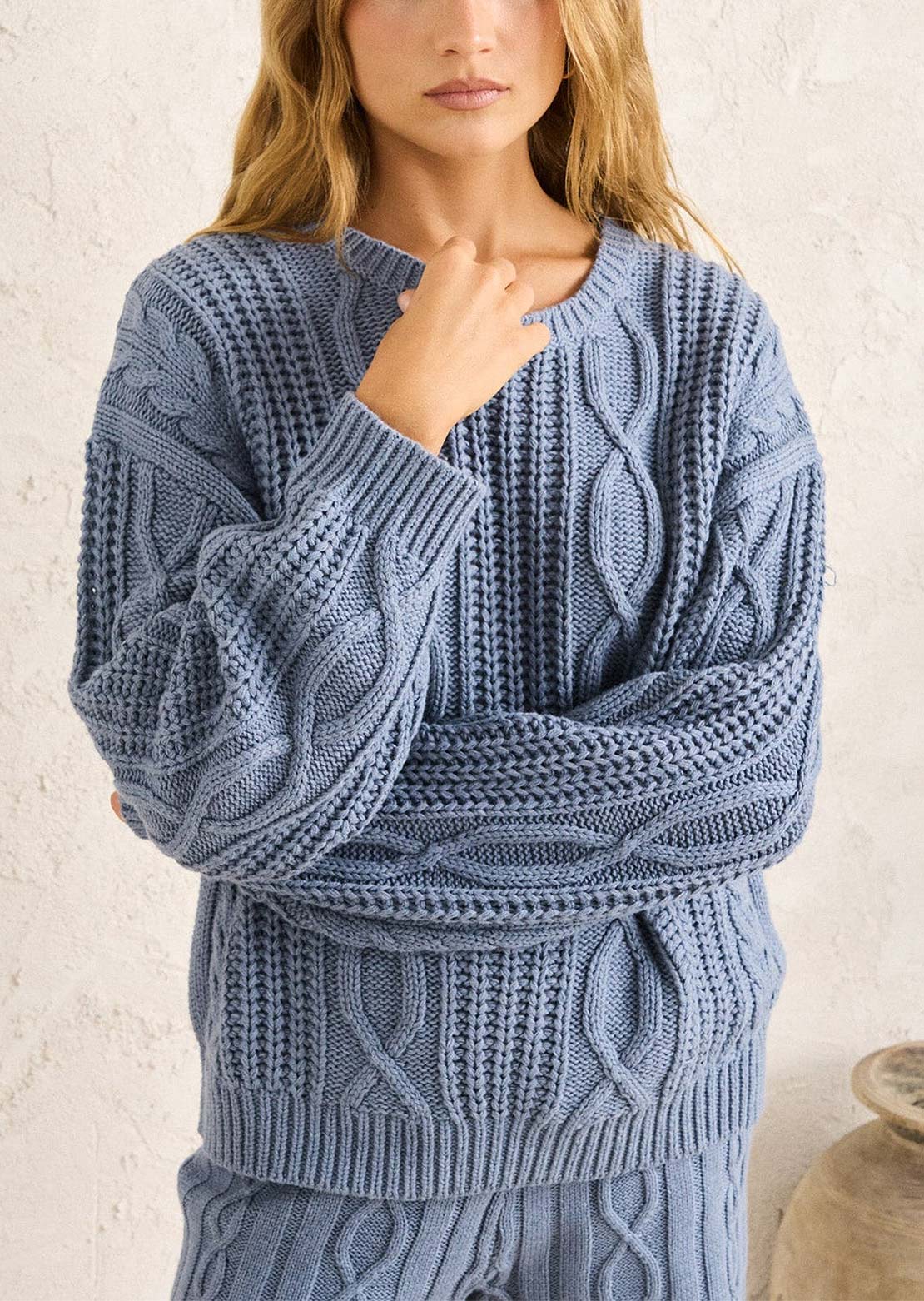 Rhythm Women's Stanley Cable Knit Sweater Slate