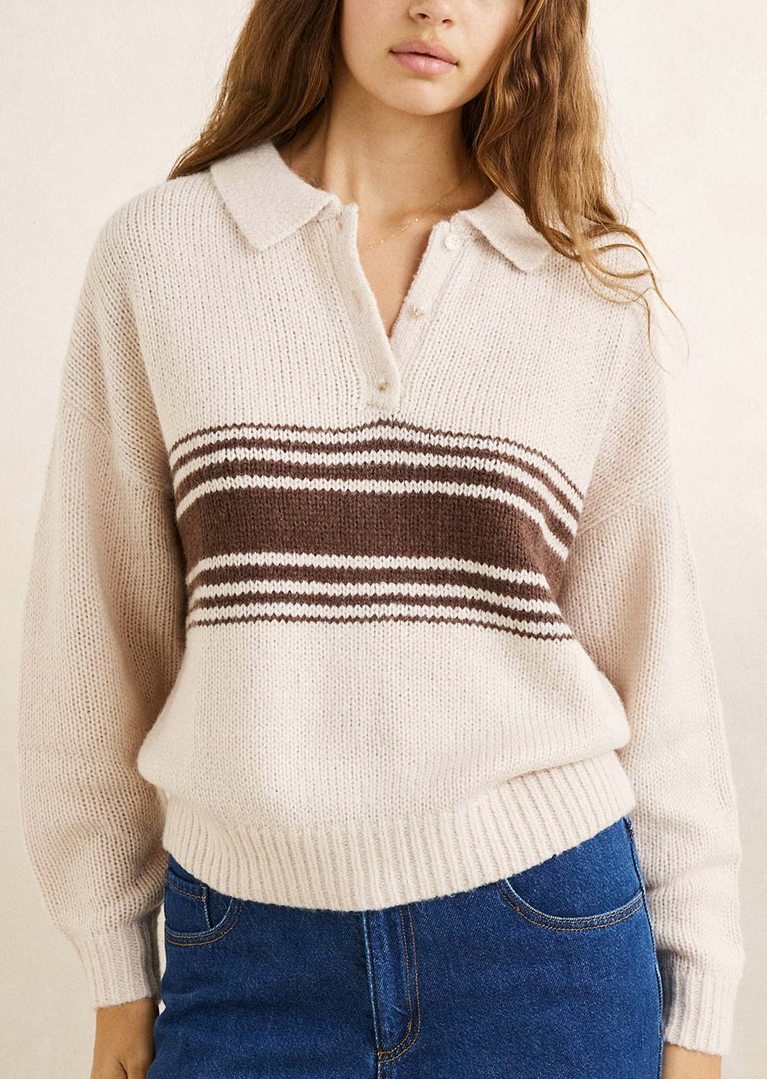 Rhythm Women's Strata Knit Collared Jumper Sweater