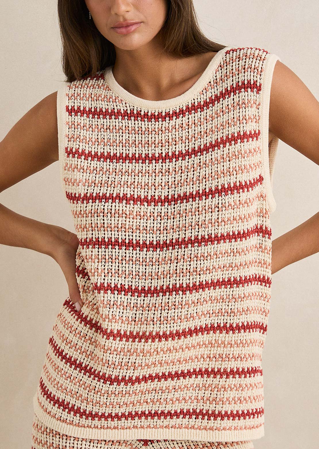 Rhythm Women's Tami Stripe Knit Longline Tank Watermelon