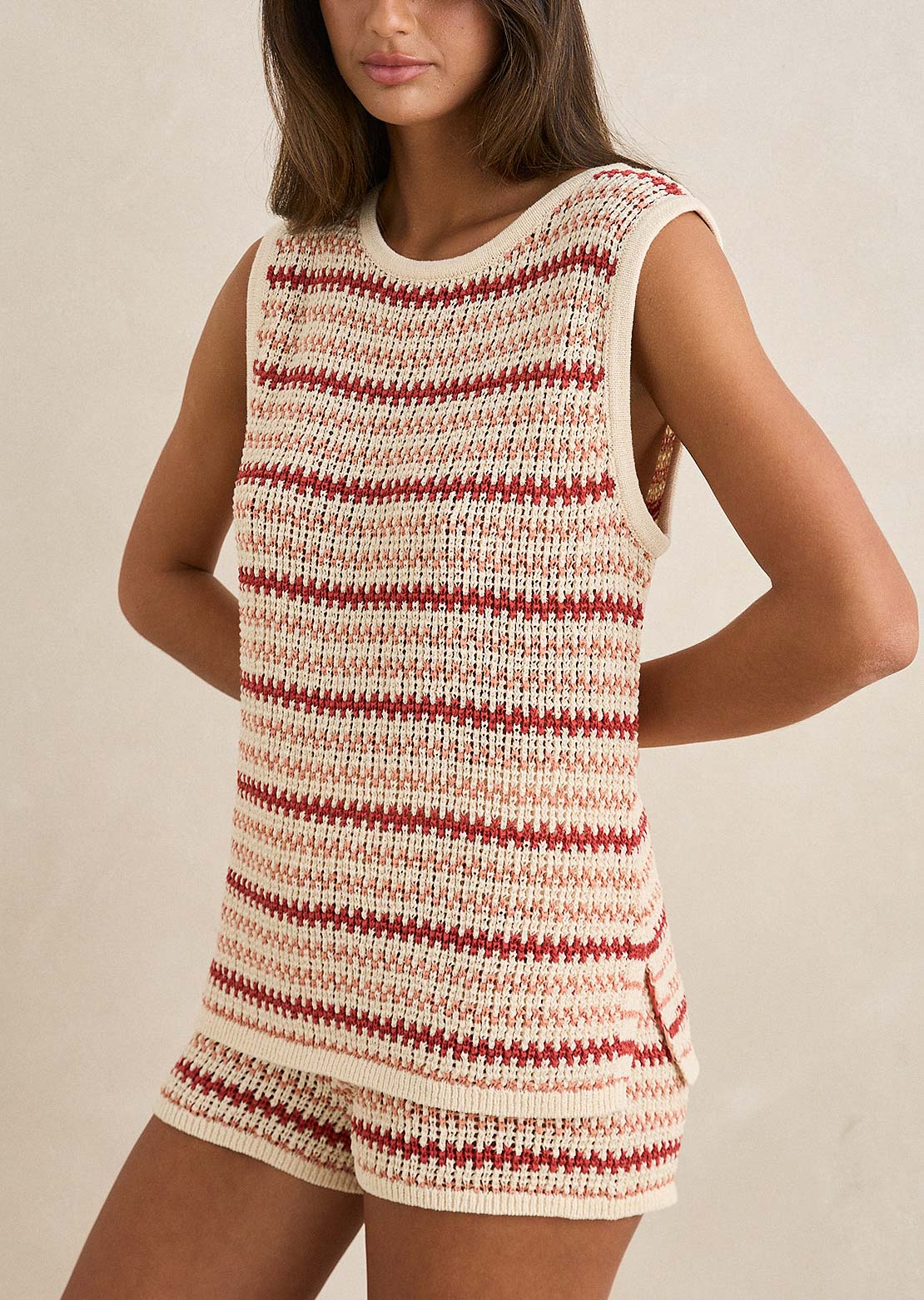 Rhythm Women's Tami Stripe Knit Longline Tank Watermelon