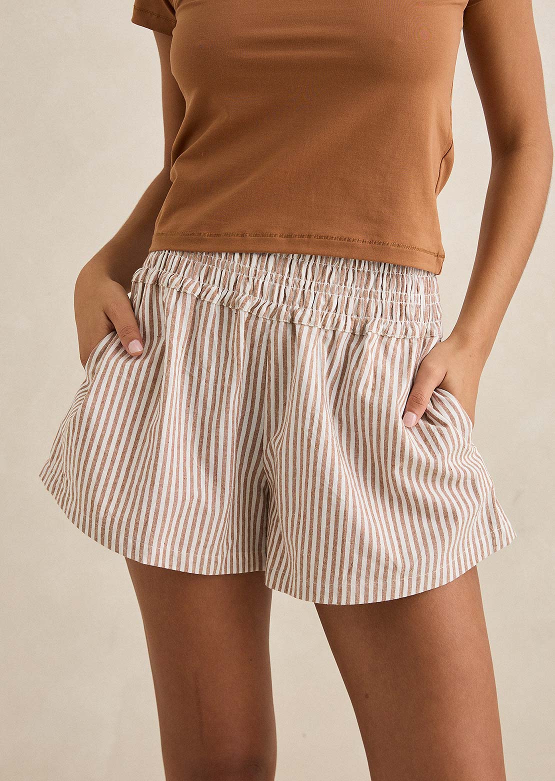 Rhythm Women's Valley Stripe Shorts Tan