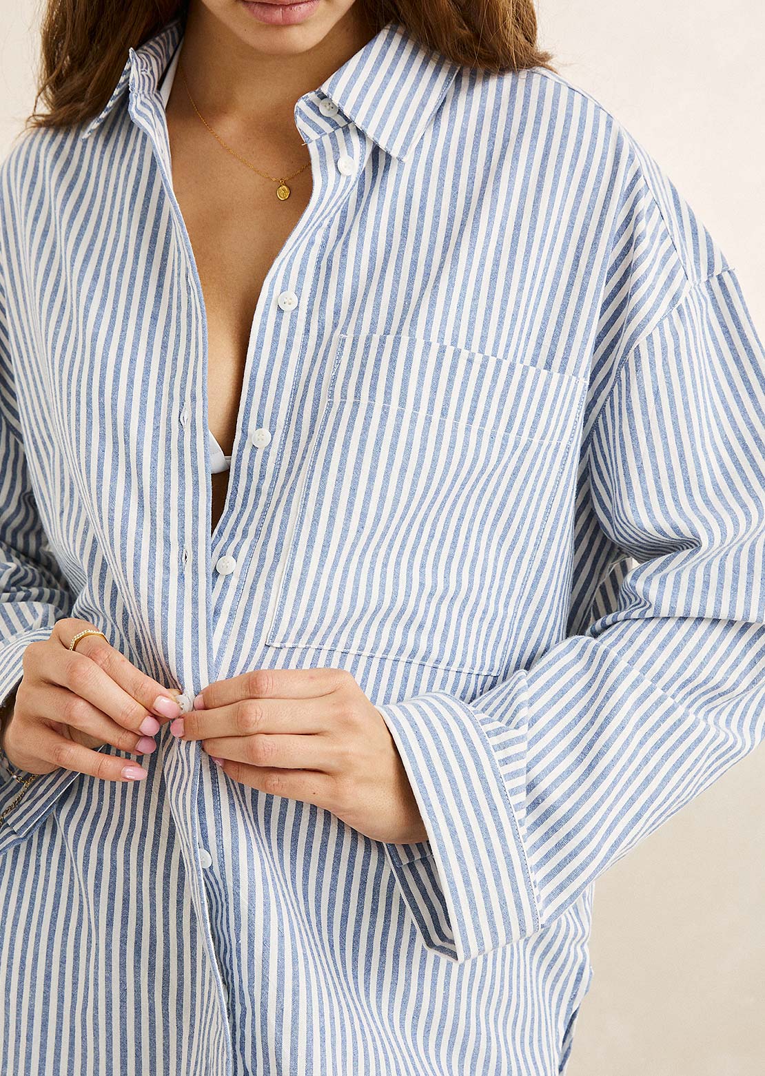 Rhythm Women's Vista Stripe Oversized Button Up Shirt