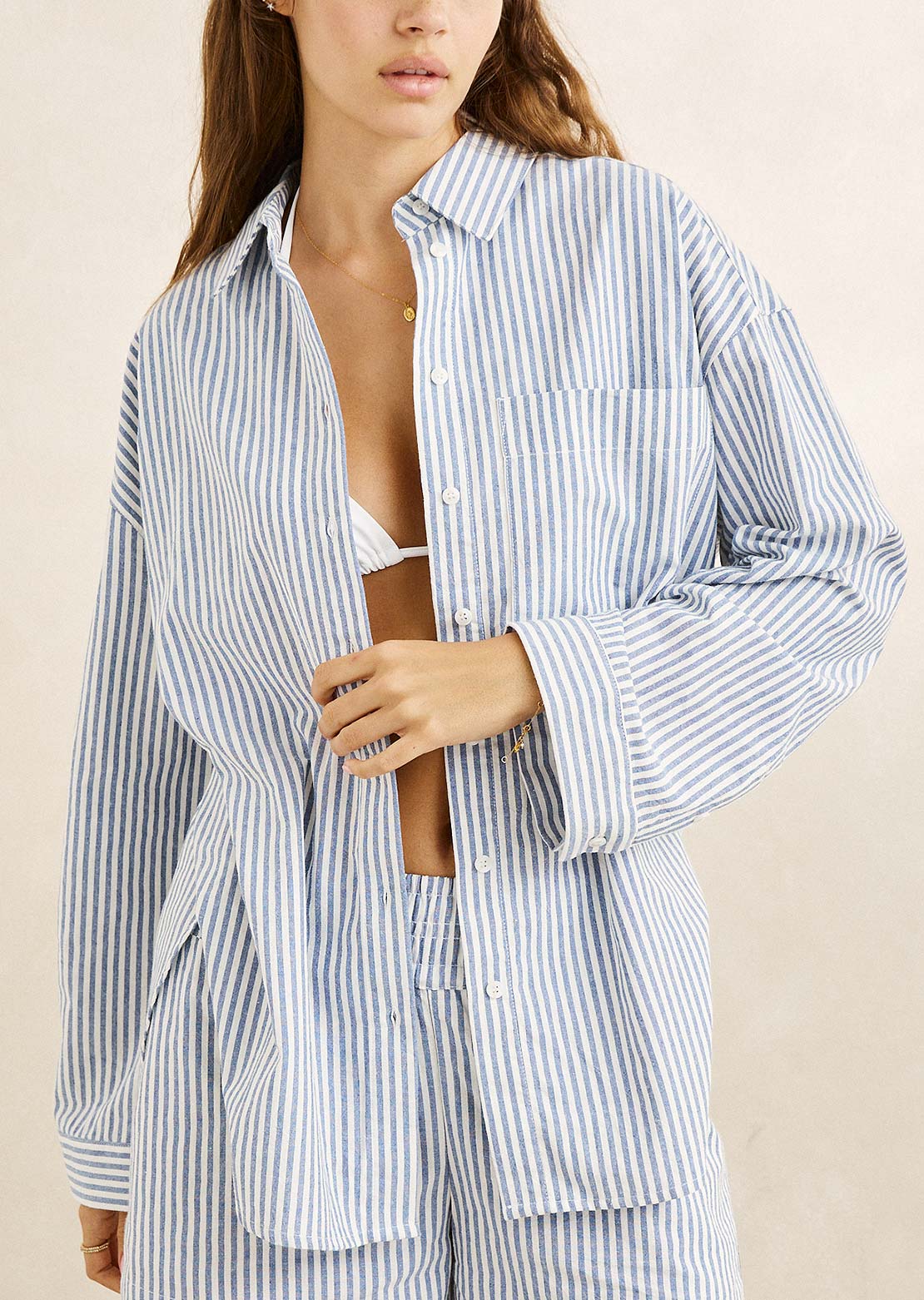Rhythm Women's Vista Stripe Oversized Button Up Shirt