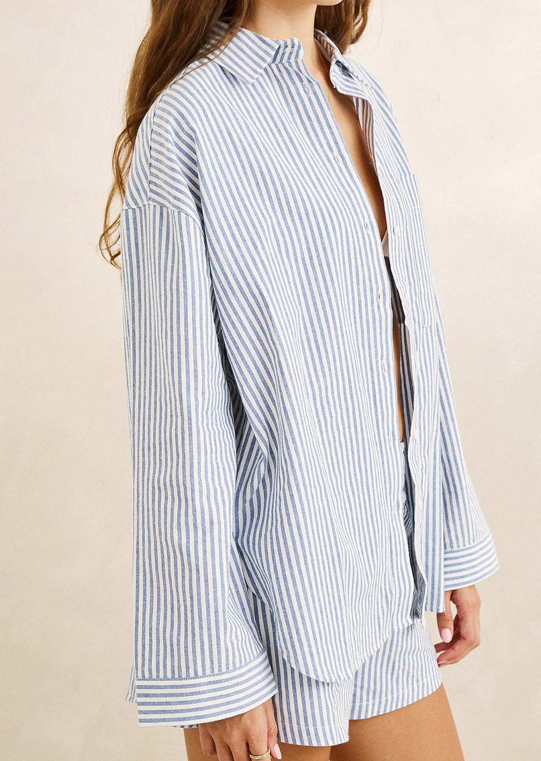Rhythm Women's Vista Stripe Oversized Button Up Shirt