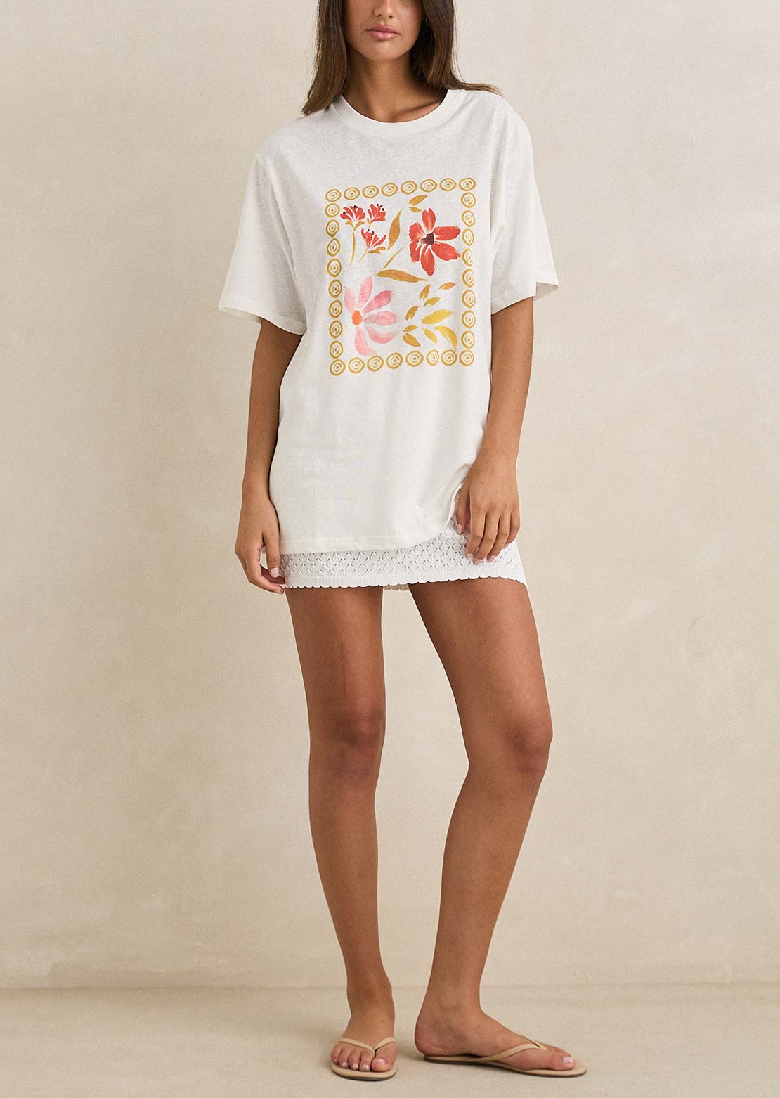 Rhythm Women's Wildflower Oversized T-Shirt Vintage White